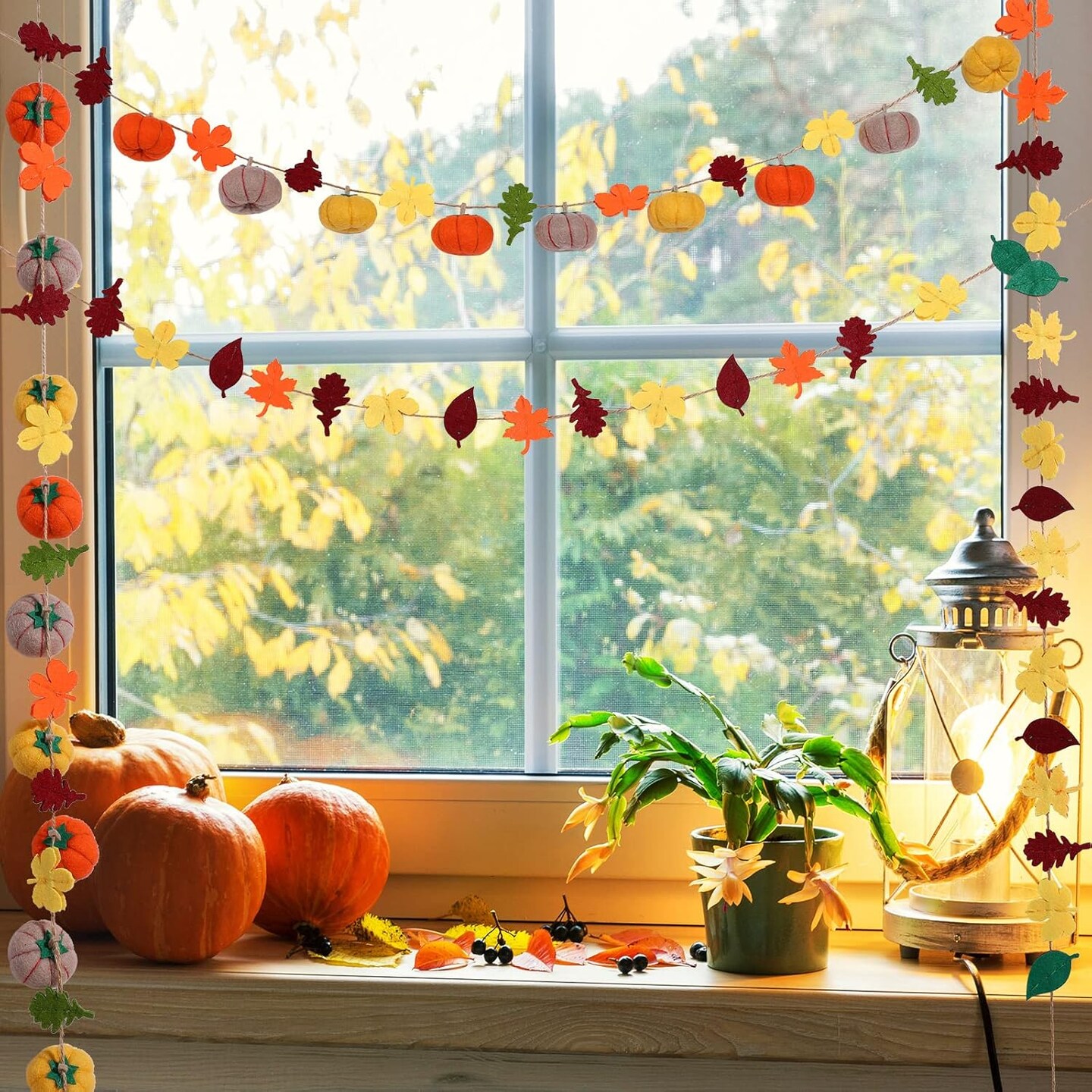 Pumpkin Maple Leaves Fall Felt Garland