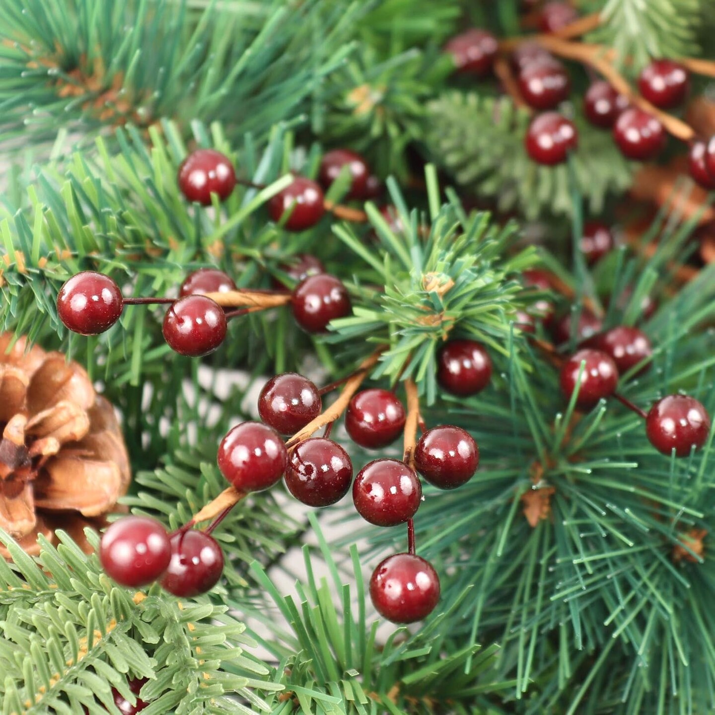 Set of 24: Burgundy Holly Berry Stems with 35 Lifelike Berries | 17-Inch | Festive Holiday Decor | Trees, Wreaths, &#x26; Garlands | Christmas Picks | Home &#x26; Office Decor