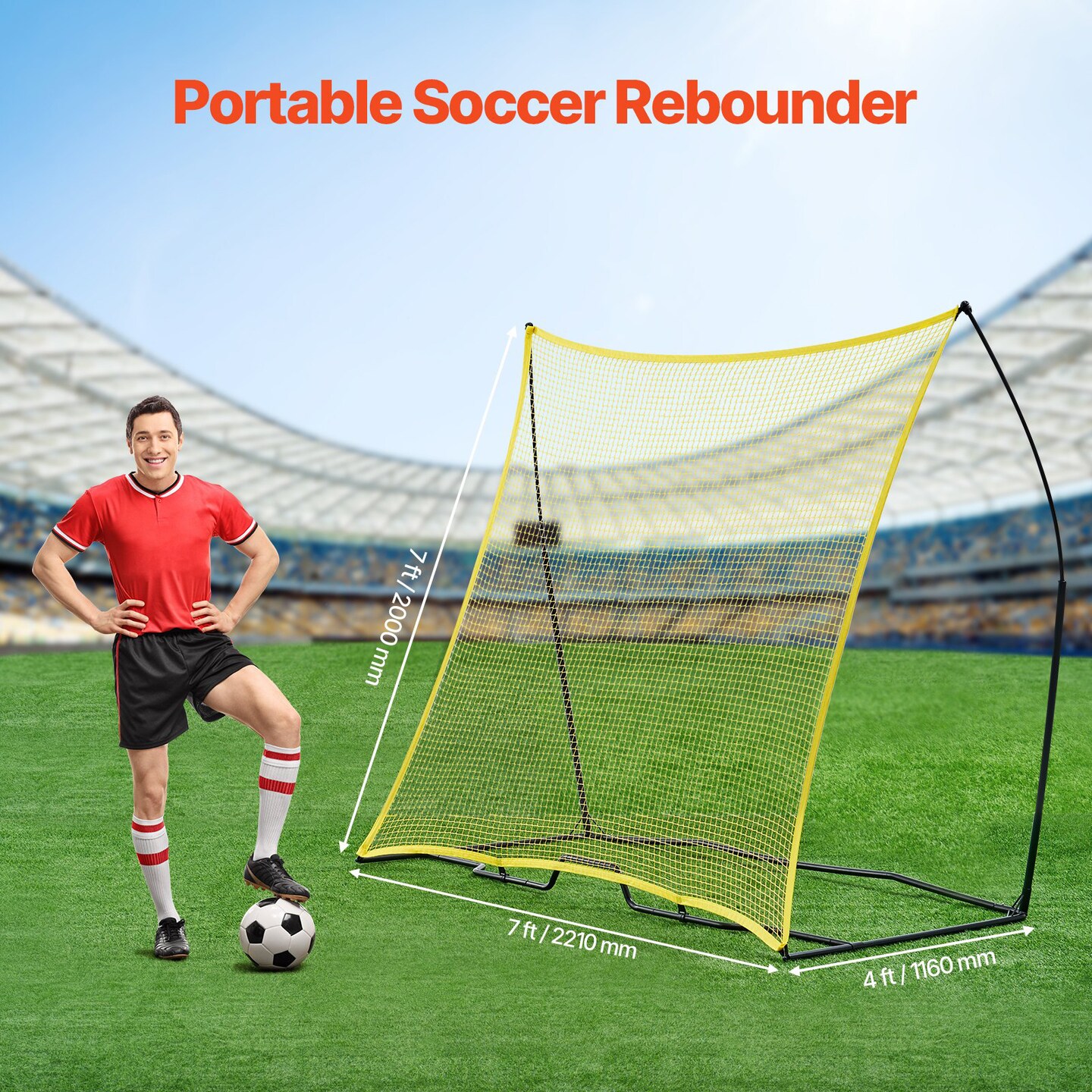 Iron Tube and Polyester Soccer Trainer Rebounder Net, Portable