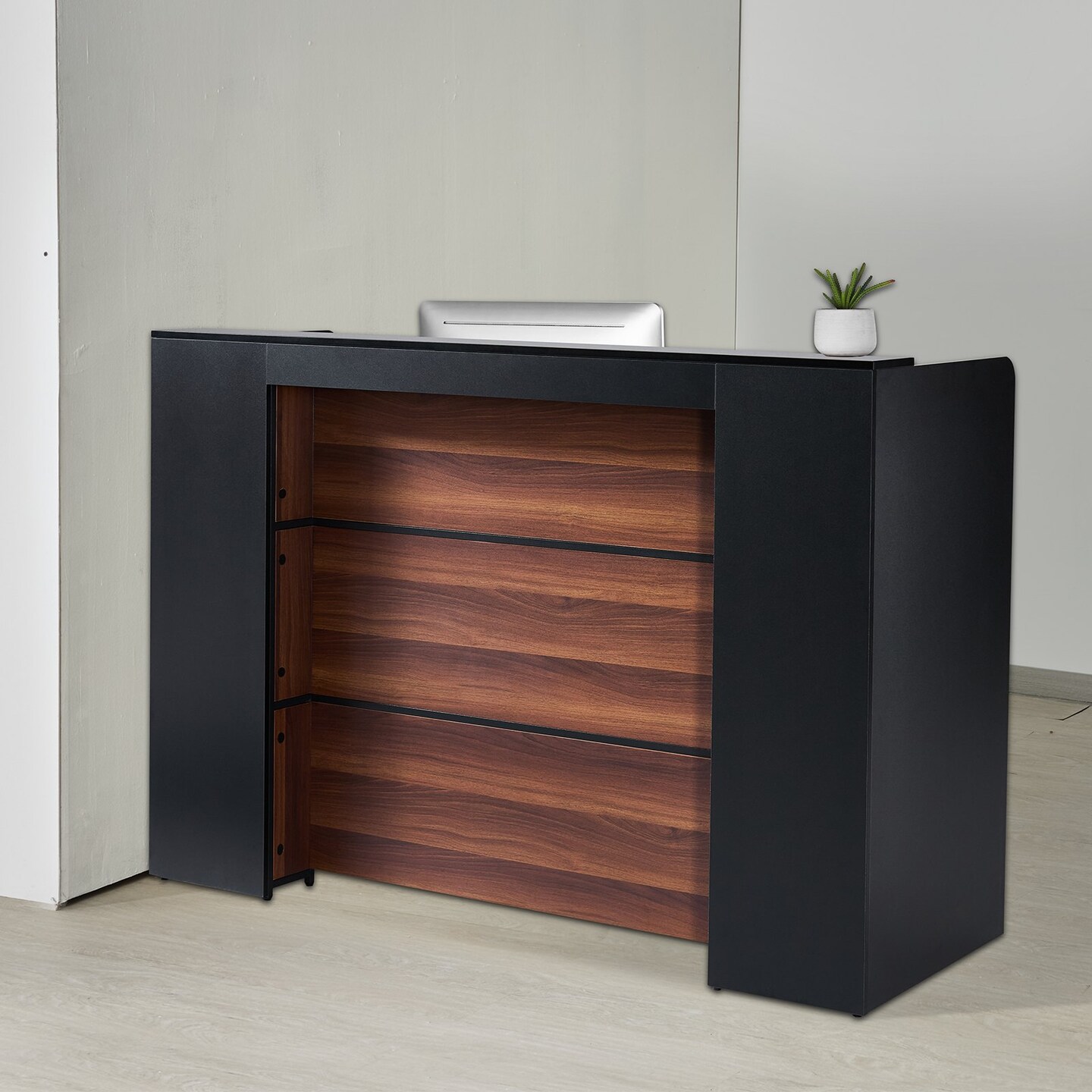 62 Inch Reception Desk with LED Light for Office, Lobby & Salon