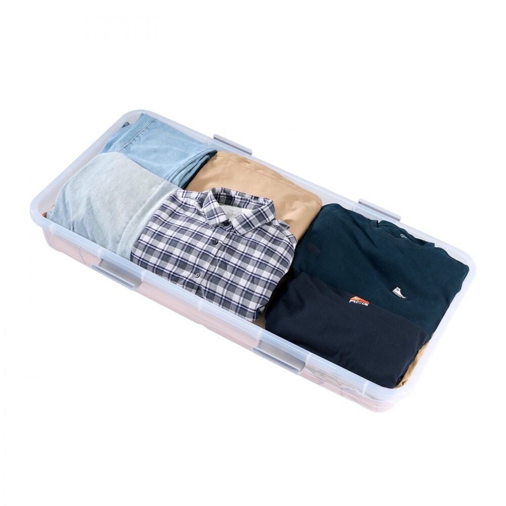 Set of 4 Under Bed Storage Organizer with Wheels 42L Large Capacity Container for Clothes and Shoes