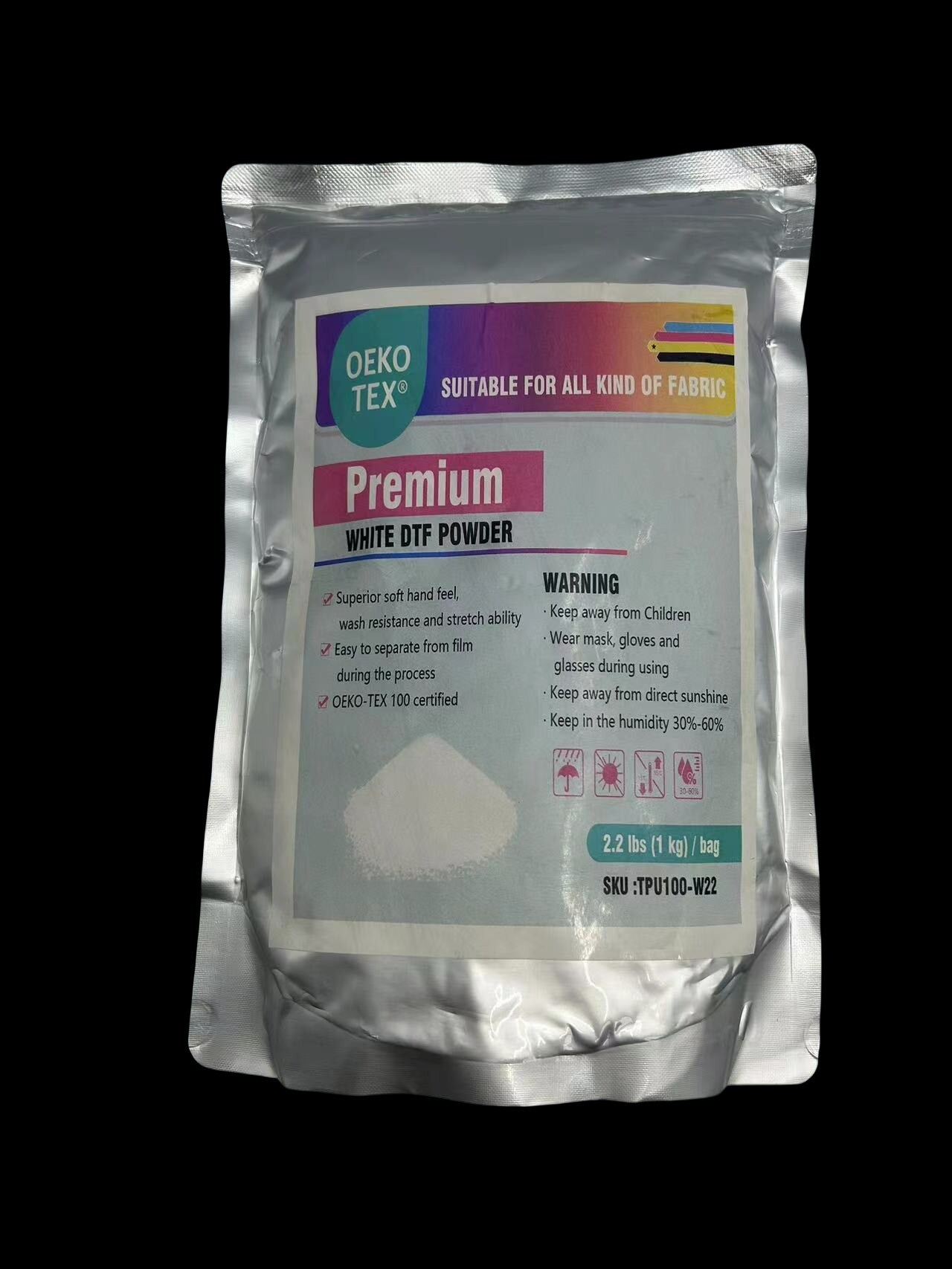 DTF White Hot Melt Adhesive Powder 1KG (2.2Lbs)