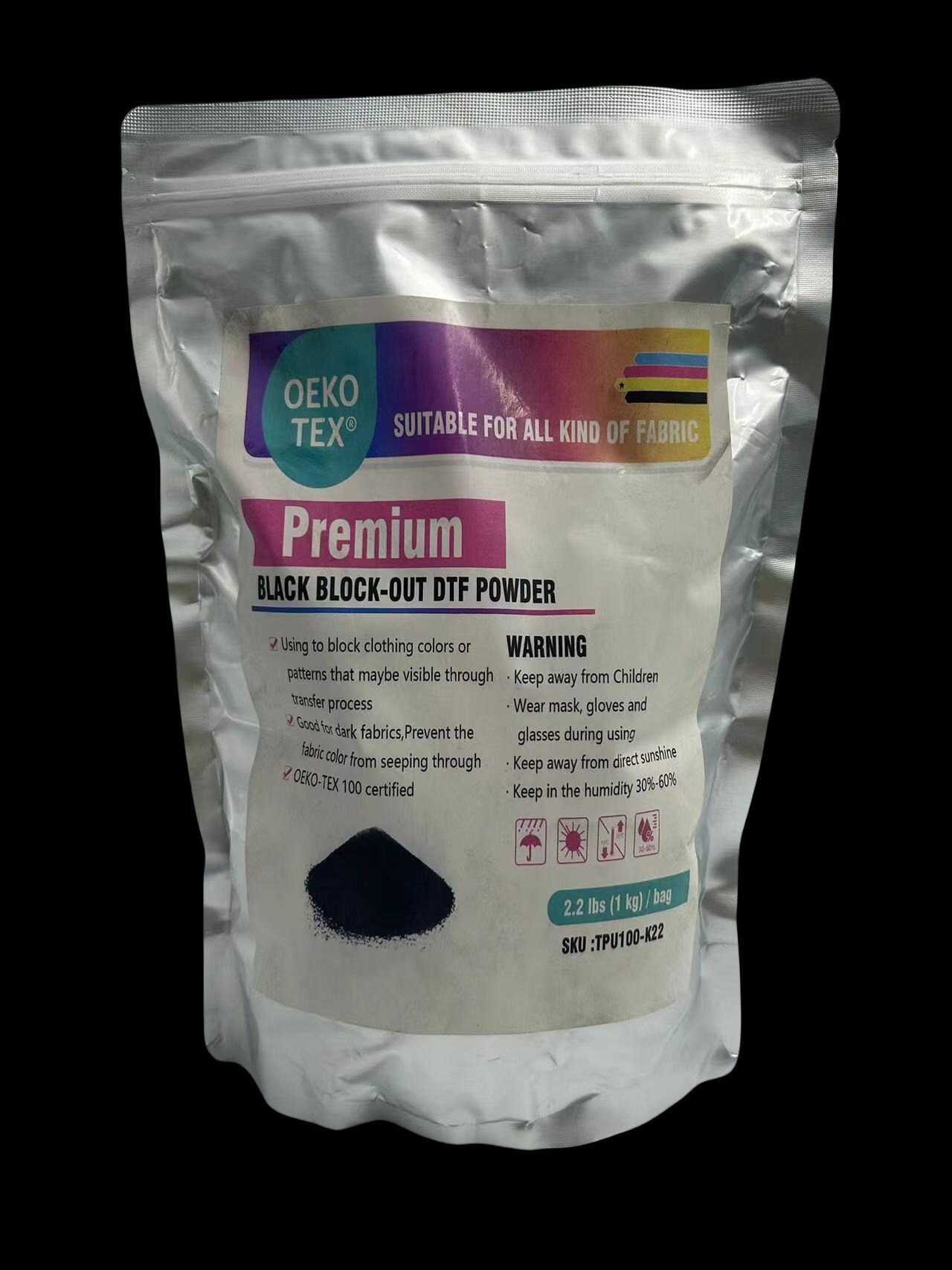 DTF Black Hot Melt Adhesive Powder - 1KG (2.2Lbs)