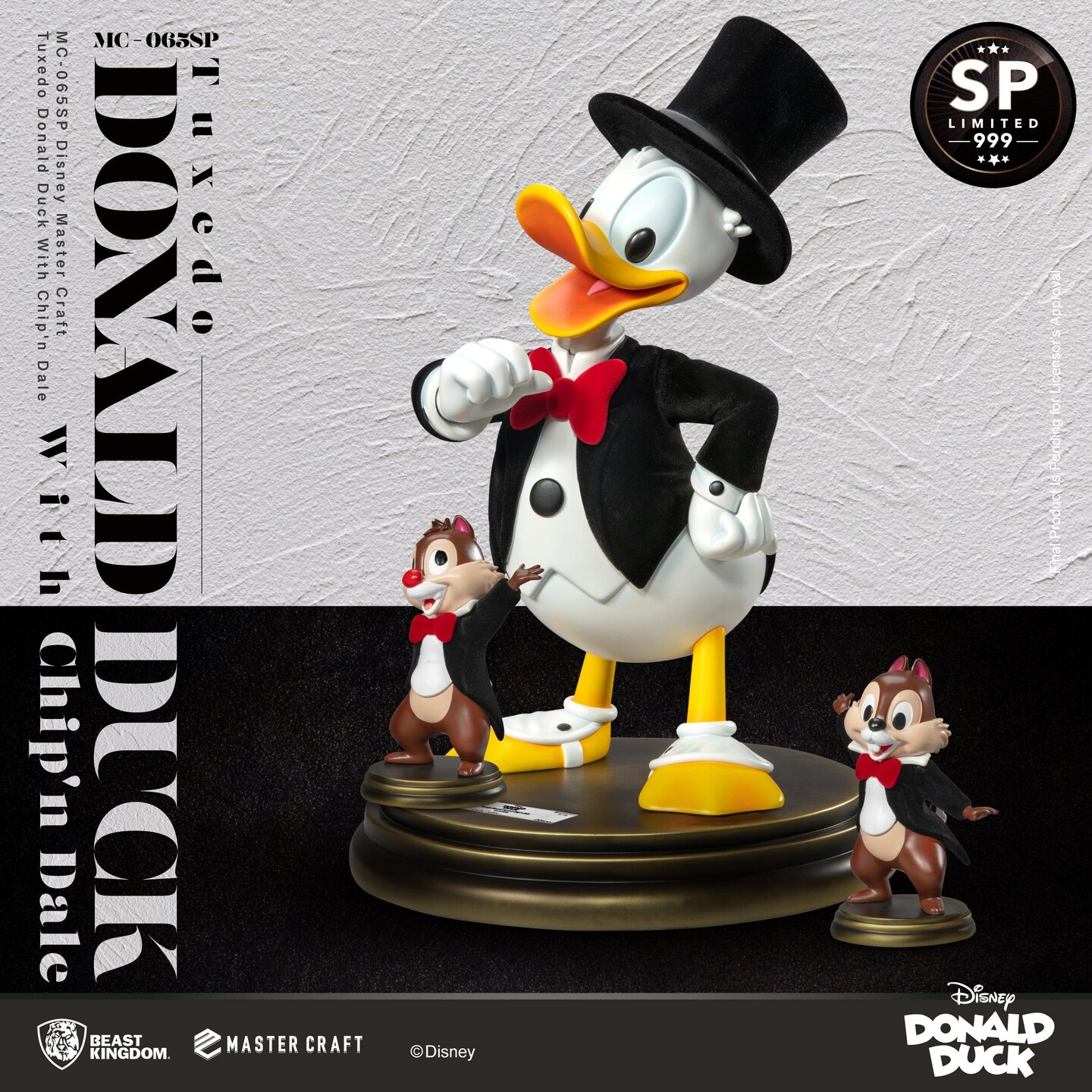 Disney Master Craft Tuxedo Donald Duck (With Chip&#x27;n Dale) Table Top Statue