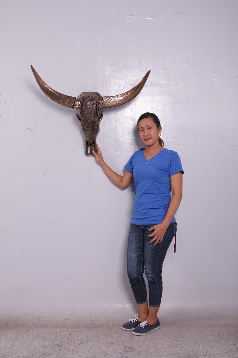 Bronze Bull Skull Life Size Statue