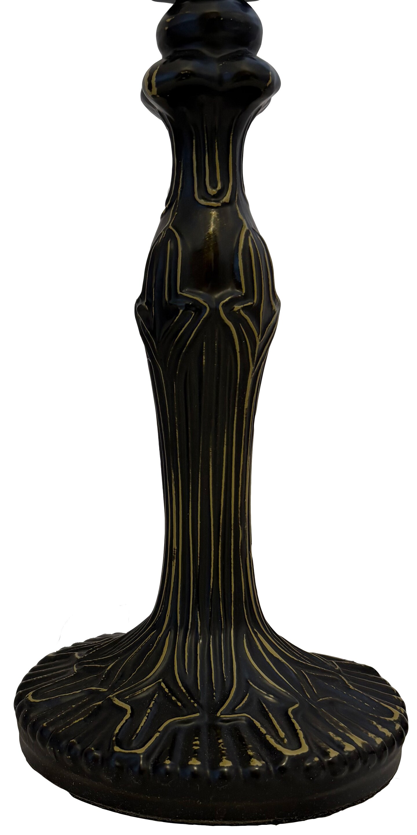 Bysantine Metal Lamp Base, Dark Bronze Finish With Gold Highlights, Nicely Weighted, 17.5" Tall