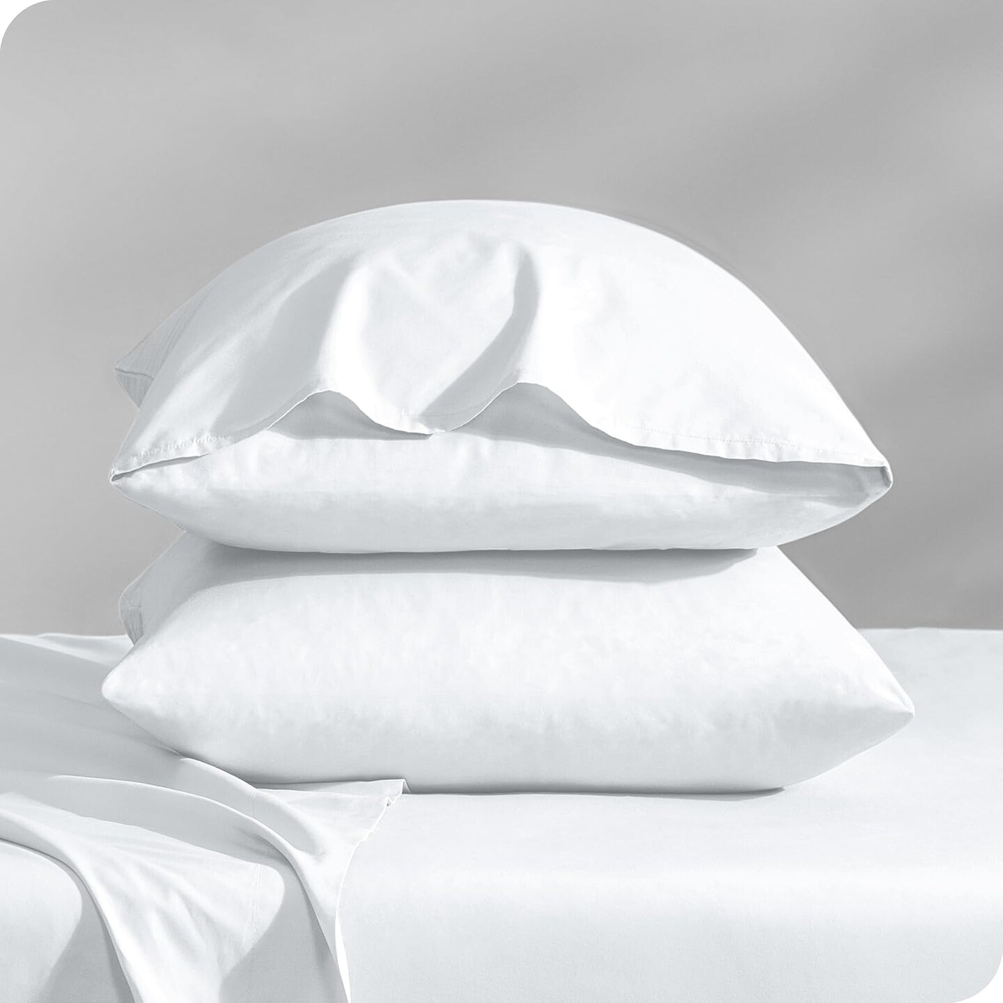 100% Organic Cotton Pillowcase Set – Standard/Queen Size, Crisp Percale Weave, White, Lightweight & Breathable, 2-Pack