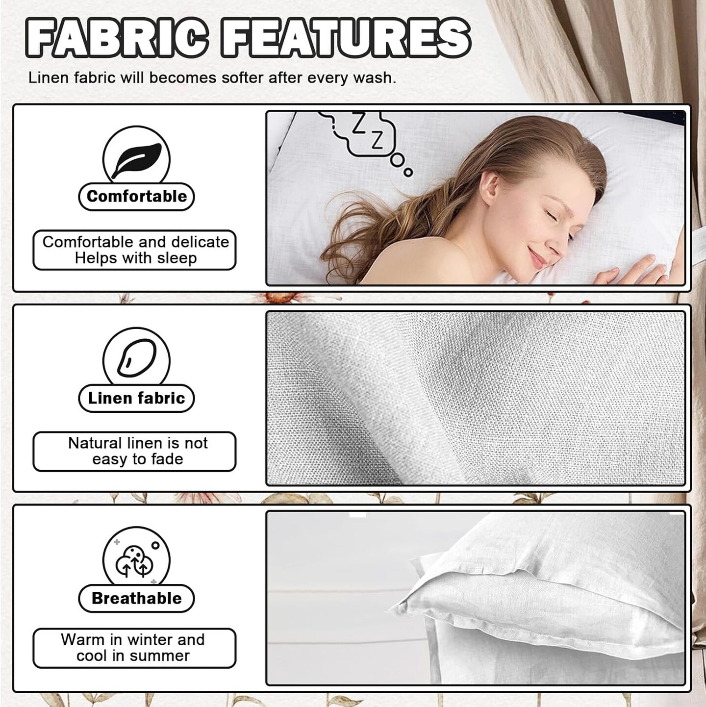 Linen King Size Pillow Cases Set of 2, 20&#x27;&#x27; x 30&#x27;&#x27; Envelope Overlap Closure King Size Pillowcase Covers, Soft Breathable Pillow Protector-White