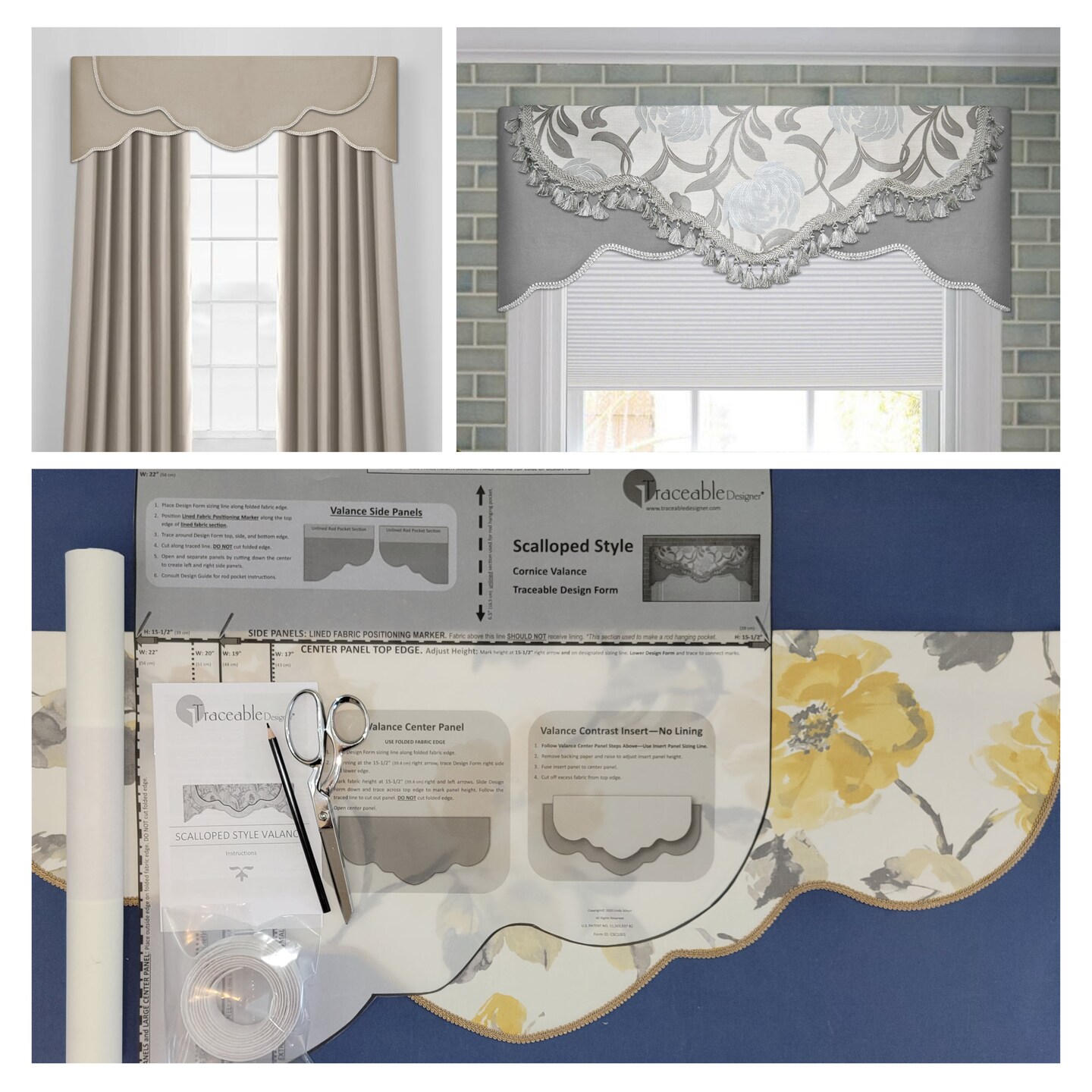 Scalloped Cornice Valance Kit - Sewing Alternative for Custom Window Decorating