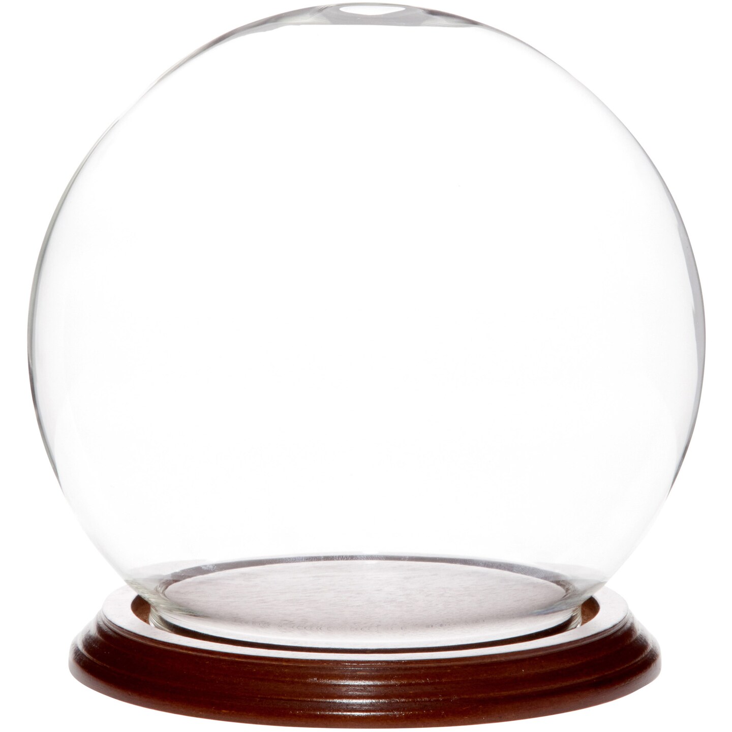 Plymor 6" x 7" Glass Display Dome Globe Cloche (Walnut Veneer Base)
