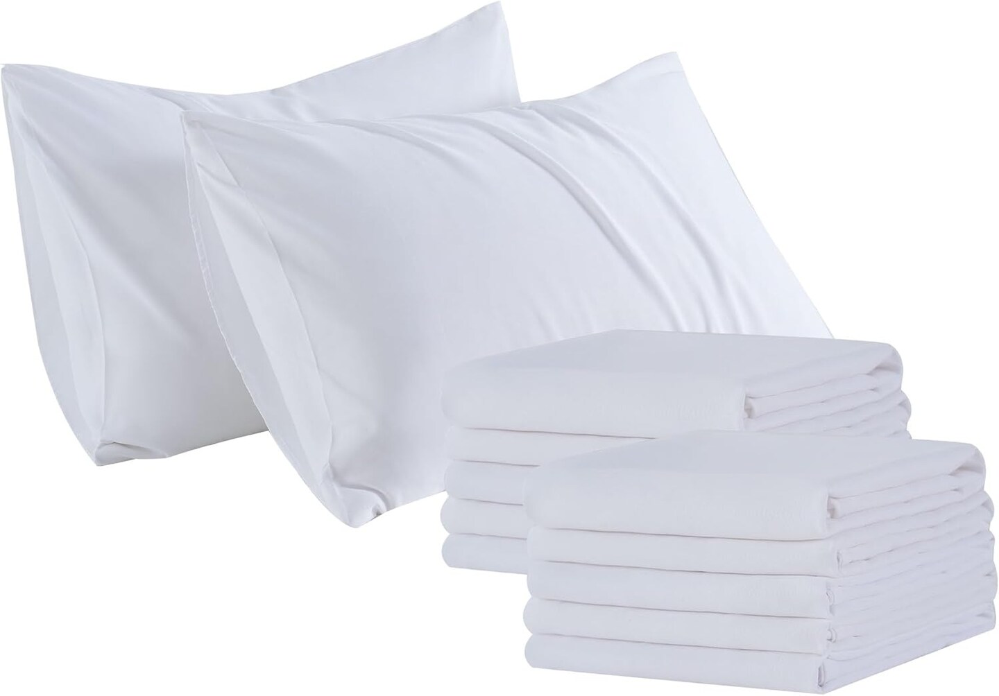 Pillow Cases Standard Size Set of 12, 20x26 Envelope Closure Pillowcases, Soft Plain Brushed Microfiber Covers Hypoallergenic Breathable (Snow White)