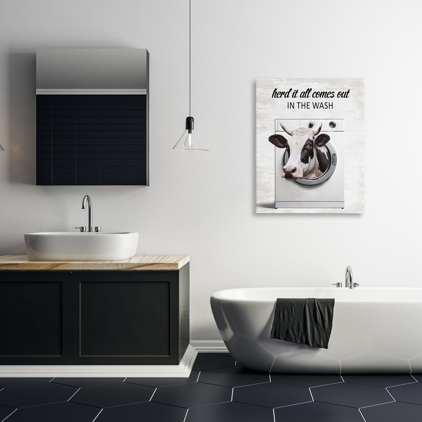 Stupell Industries Cow &#x26; Washing Machine Canvas Design by Lettered and Lined