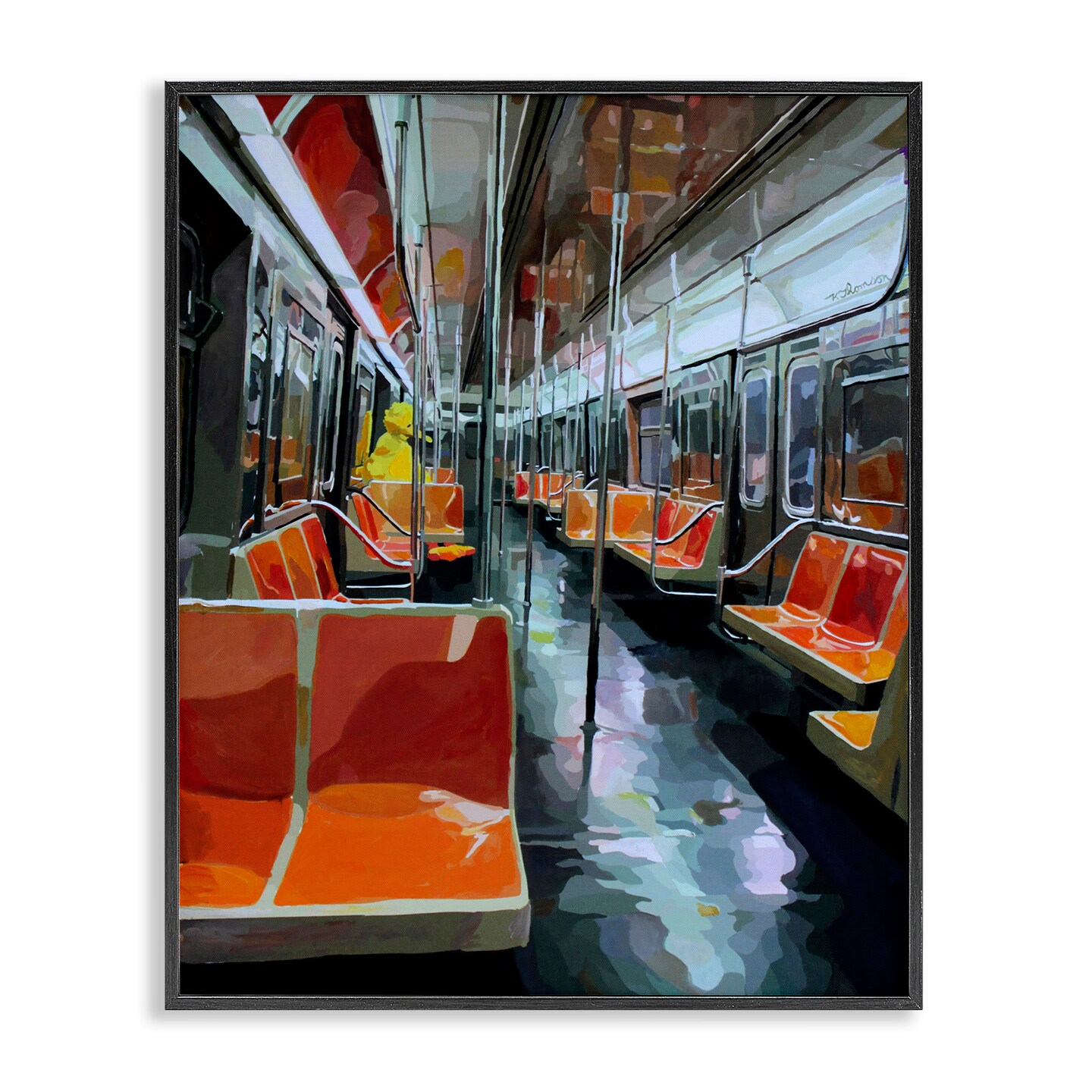 Stupell Industries Bird Character in Subway Train Framed Giclee Design by Keith Thomson