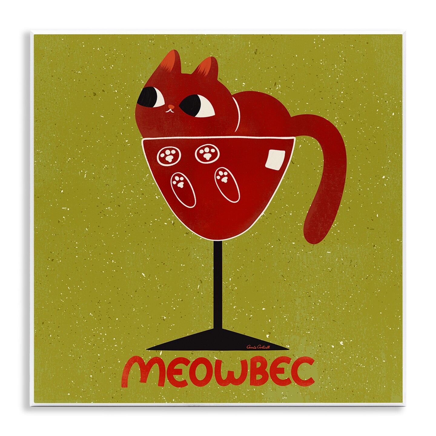 Stupell Industries Meowbec Cat Wine Wall Plaque Design by Carrie Cantwell