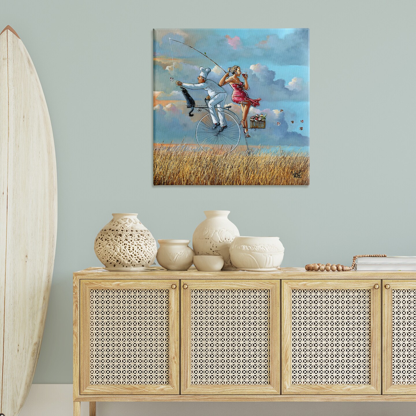 Stupell Industries Charming Lady &#x26; Chef Bicycle View Canvas Design by Ronald West