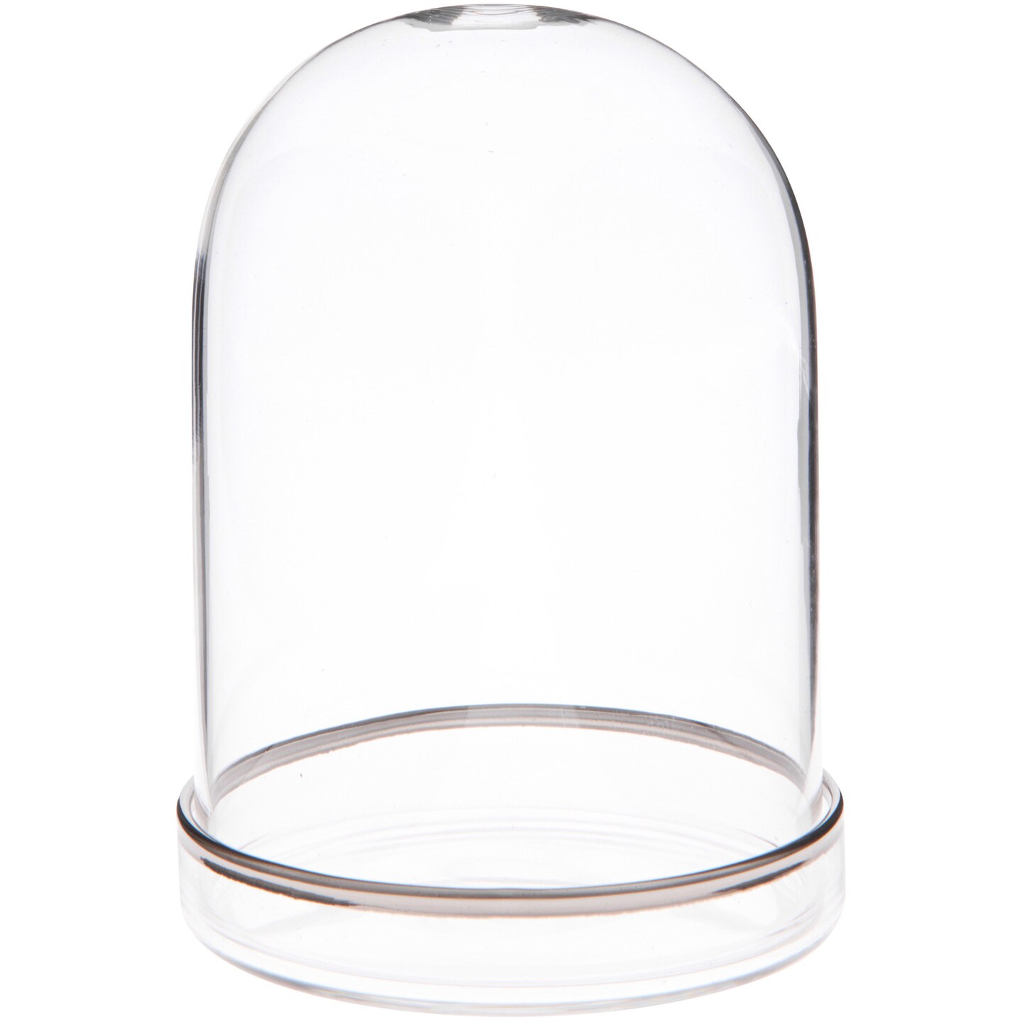 Plymor 3" x 4" Glass Display Dome Cloche (Silver Rim Glass Tray Base)