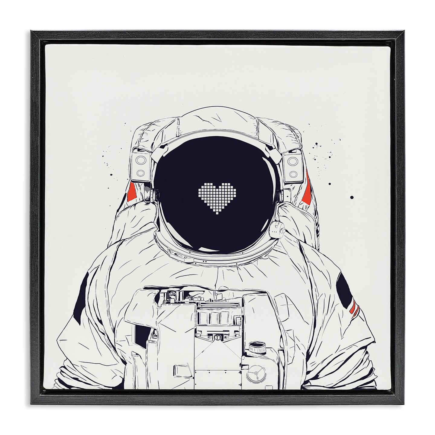Stupell Industries Minimal Astronaut with Heart Floating Frame Design by Balazs Solti