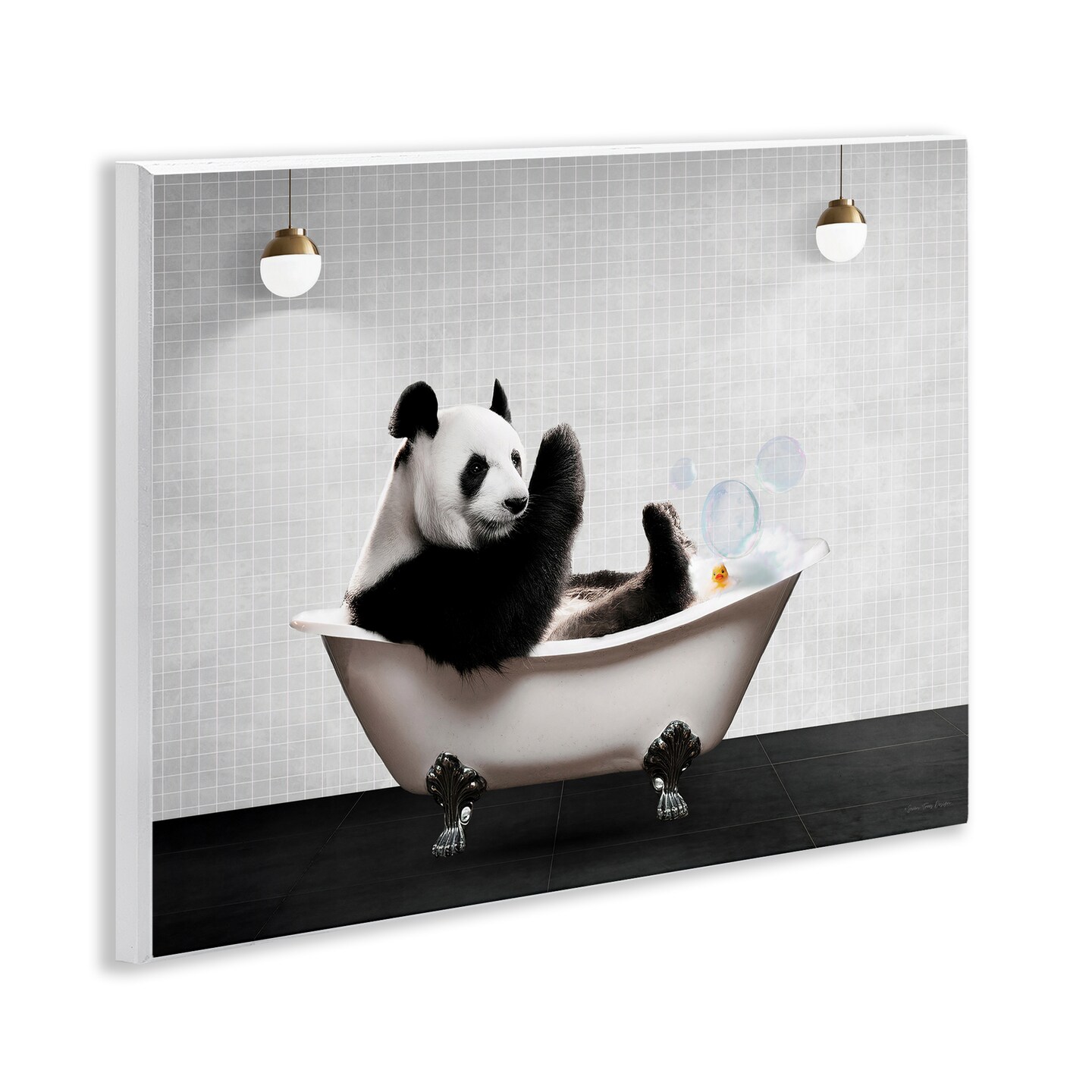 Stupell Industries Panda in Modern Bubble Bath Wall Plaque Design by Seven Trees Design