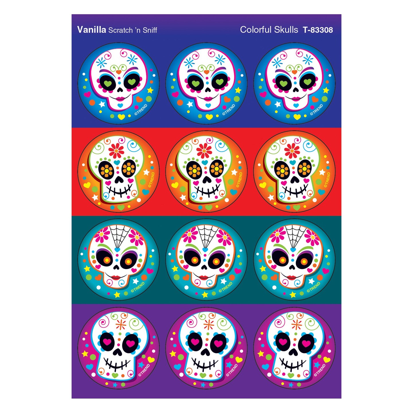 Colorful Skulls/Vanilla Stinky Stickers&#xAE;, 48 Count