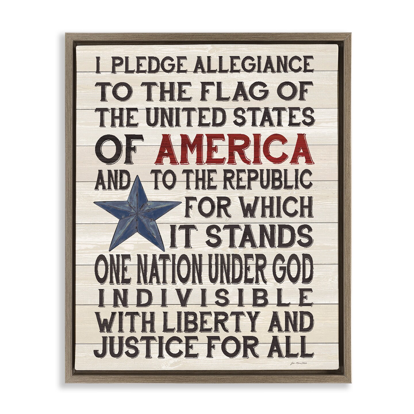 Stupell Industries Pledge of Allegiance Patriotic Framed Floater Canvas Wall Art