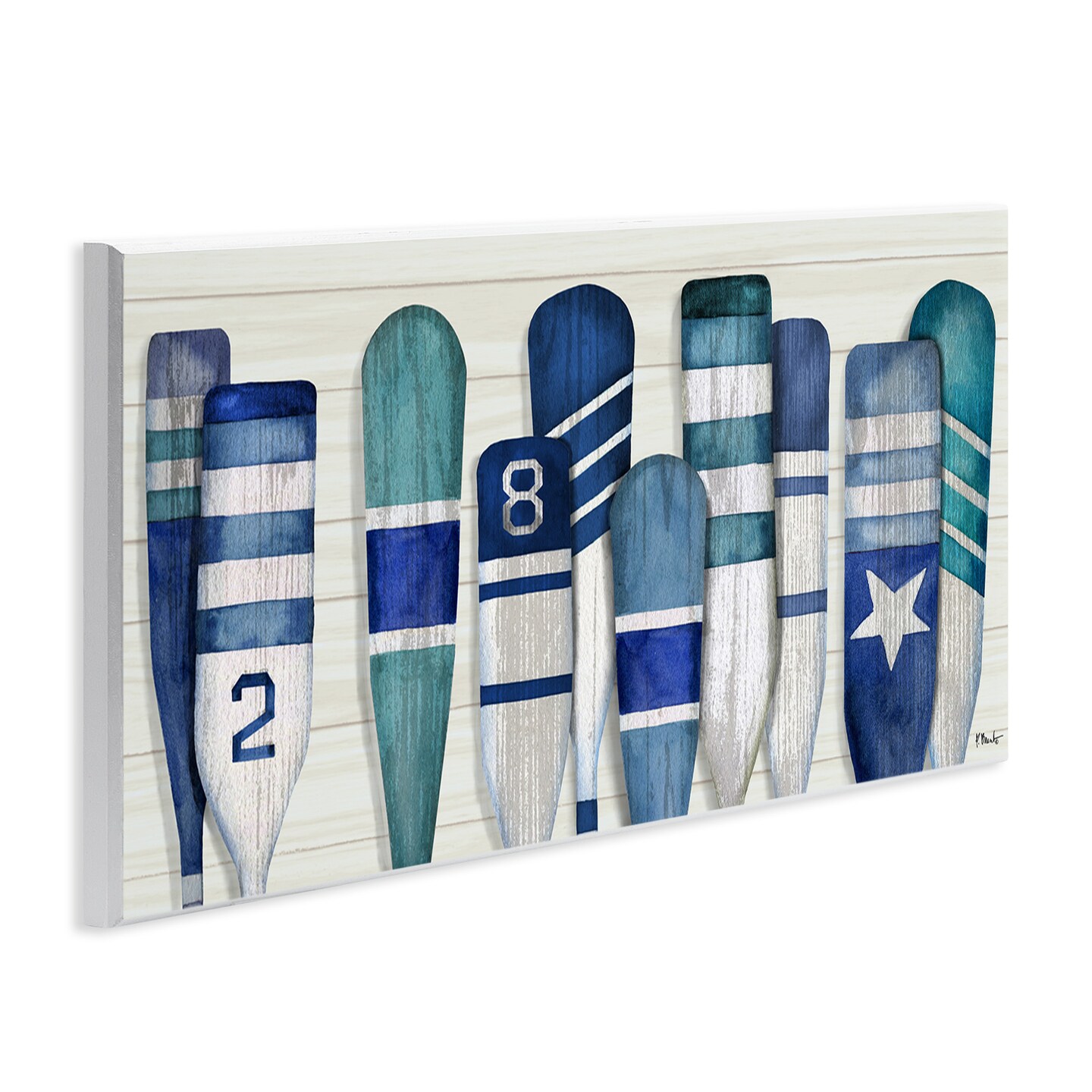 Stupell Industries Port Oars Nautical Blue Patterns Wall Plaque Art