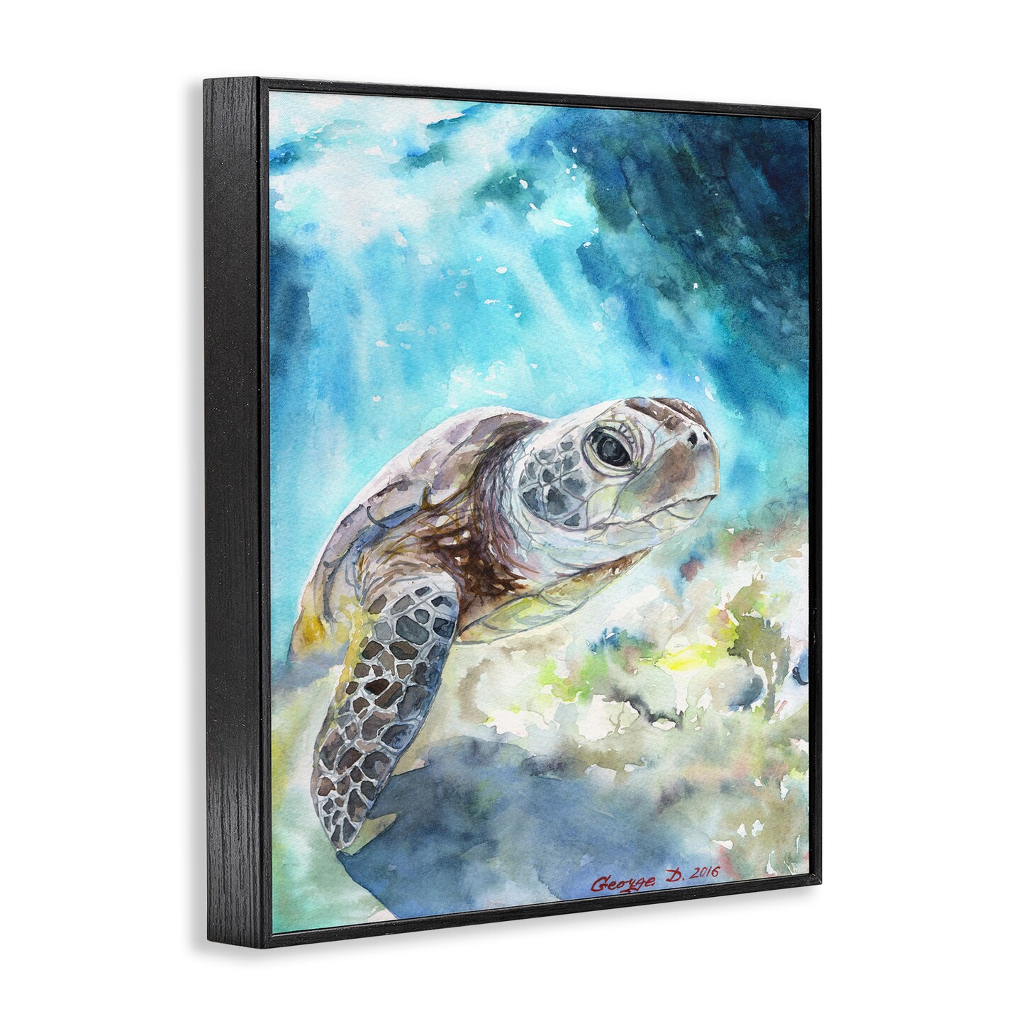 Stupell Industries Sea Turtle Ocean Watercolor Framed Giclee Art