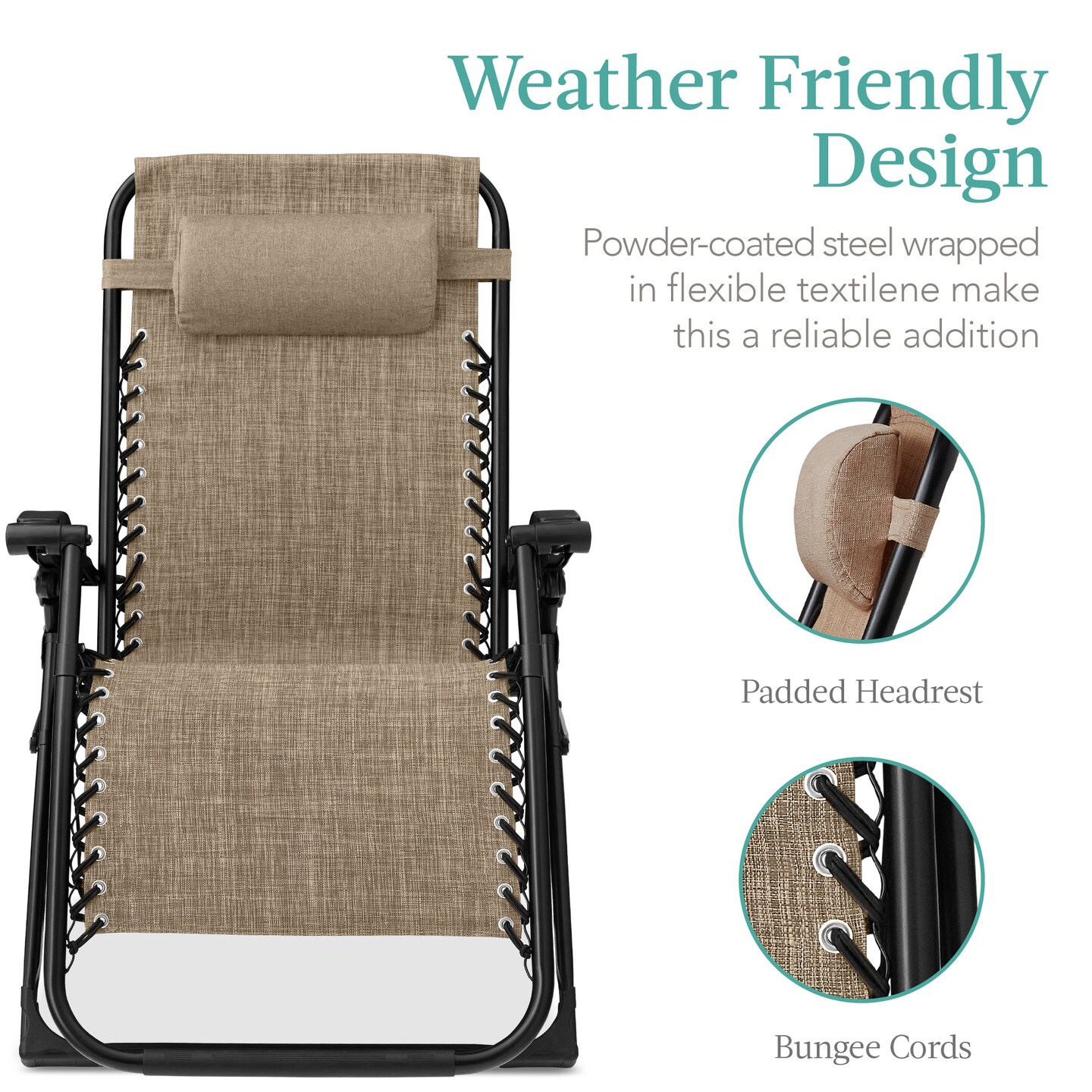 Best Choice Products Oversized Zero Gravity Chair, Folding Recliner w/ Removable Cushion, Side Tray