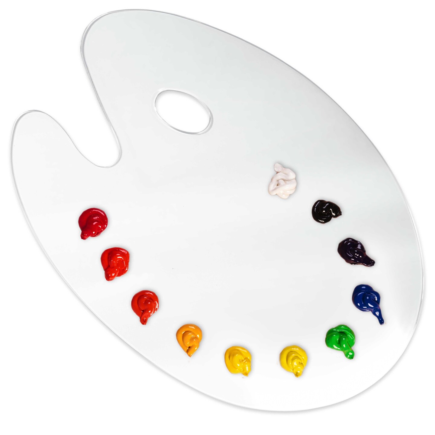 U.S. Art Supply 11.8&#x22; x 15.8&#x22; Clear Oval-Shaped Acrylic Painting Palette - Plastic Artist Paint Mixing Tray