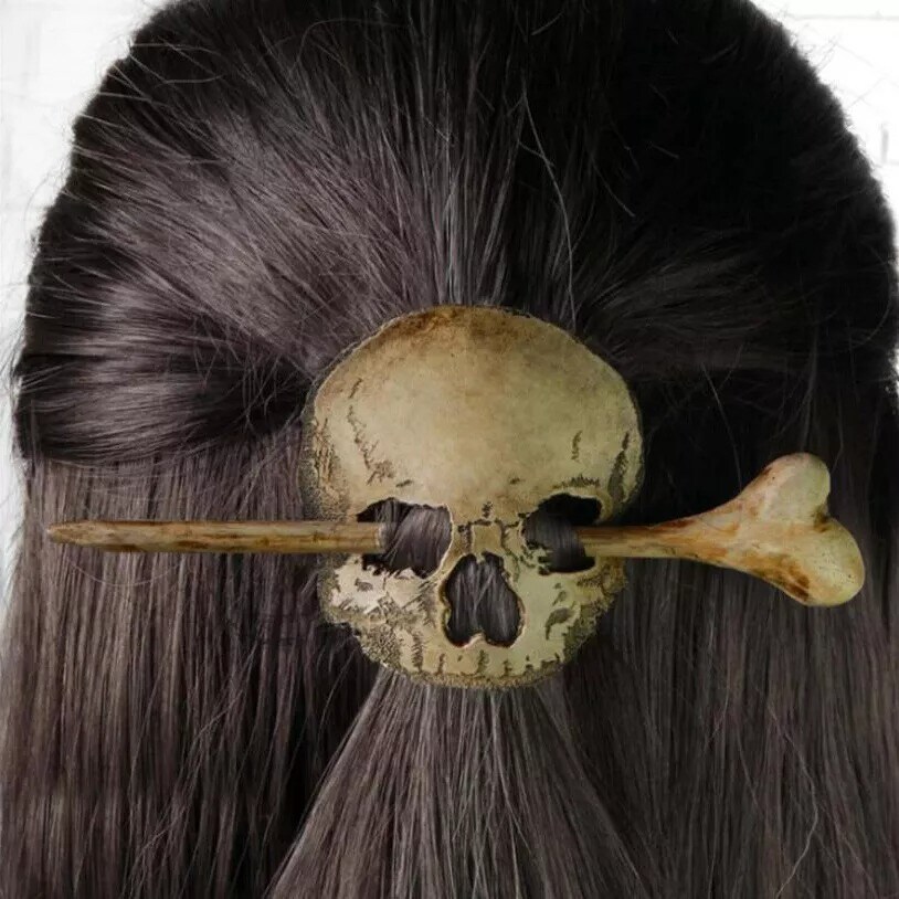 Halloween Women Lazy Hair Curler Hairpin Punk Skull Hair Pin Clip Accessories