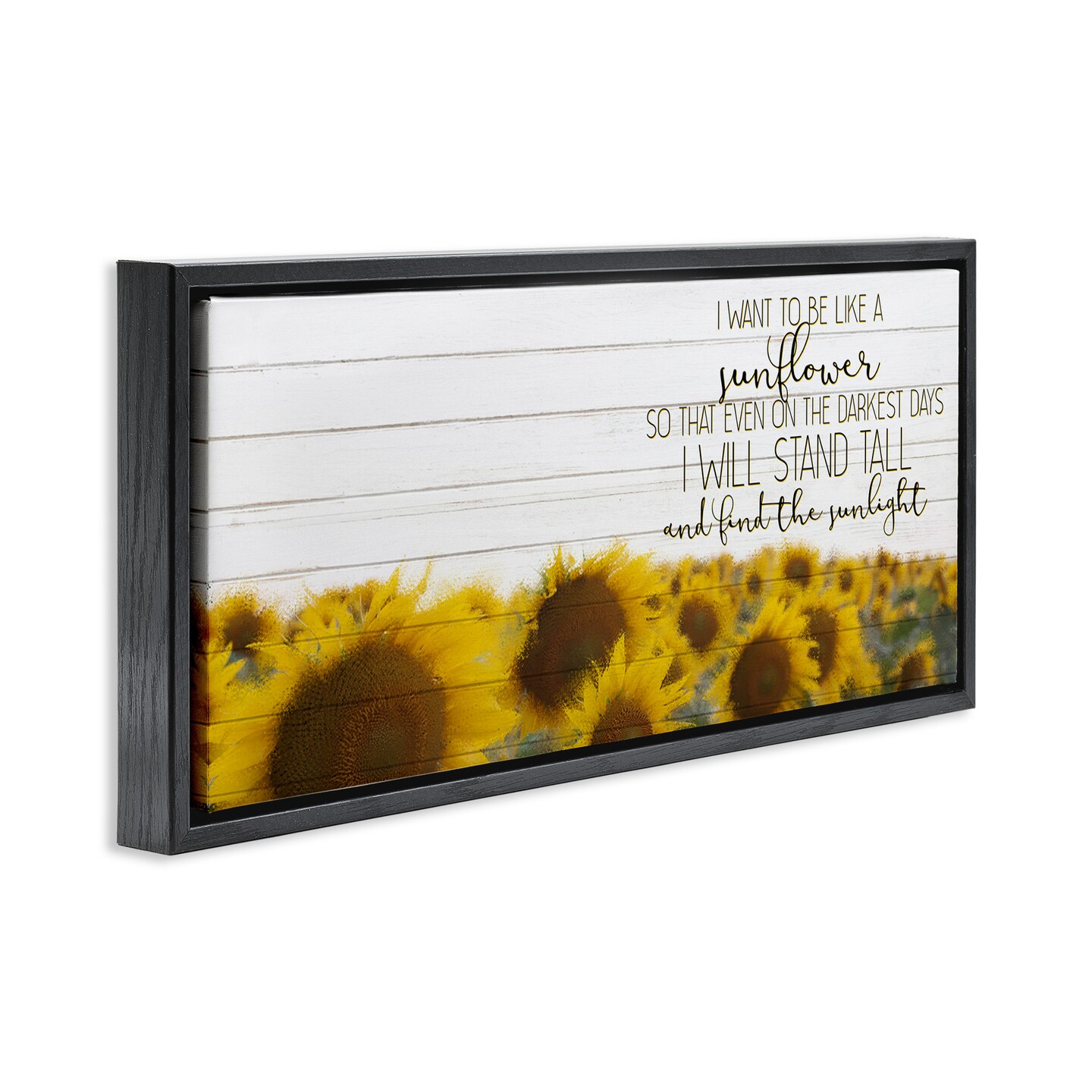 Stupell Industries Like A Sunflower Inspiring Word Design Framed Floater Canvas Wall Art