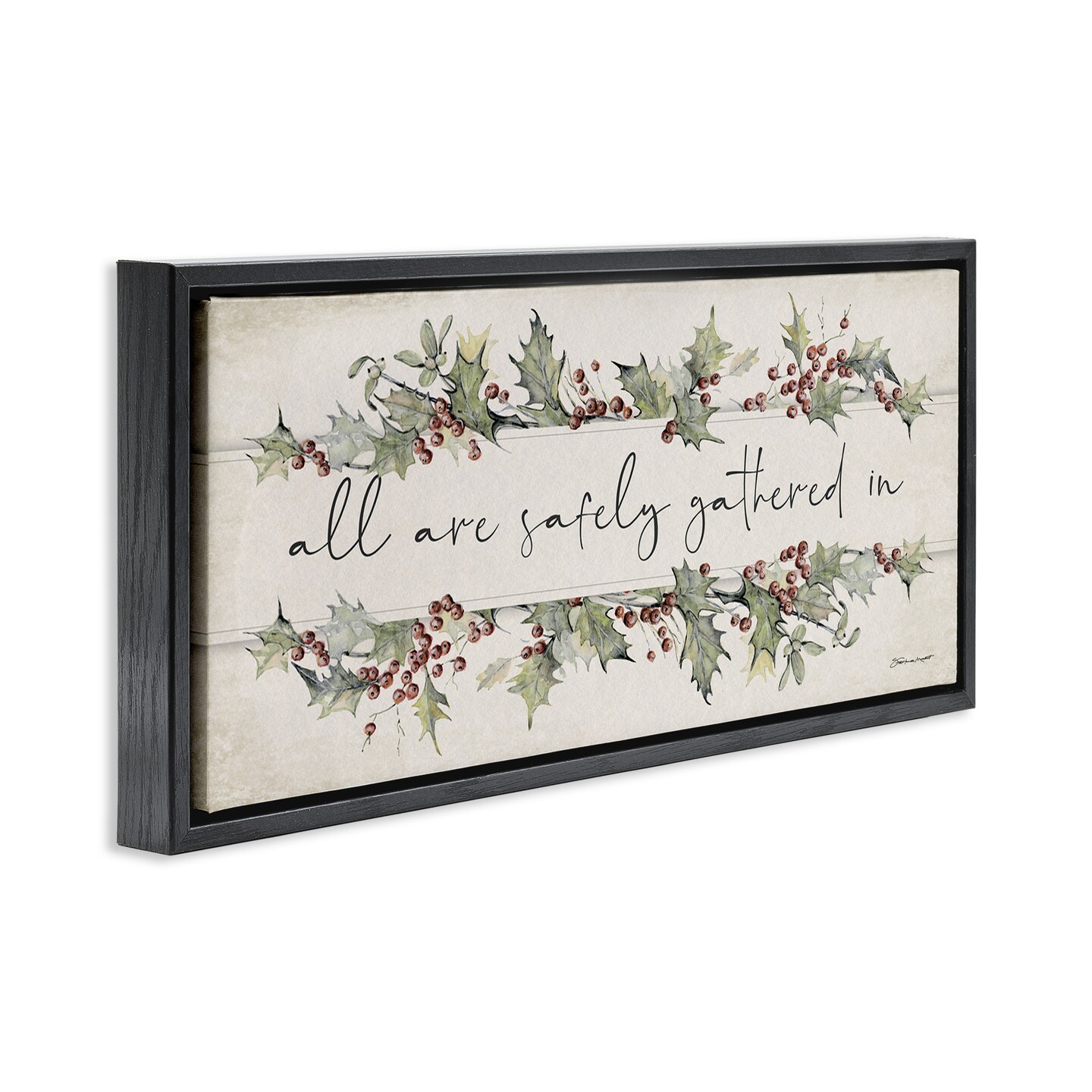 Stupell Industries All Safely Gathered Phrase Framed Floater Canvas Wall Art