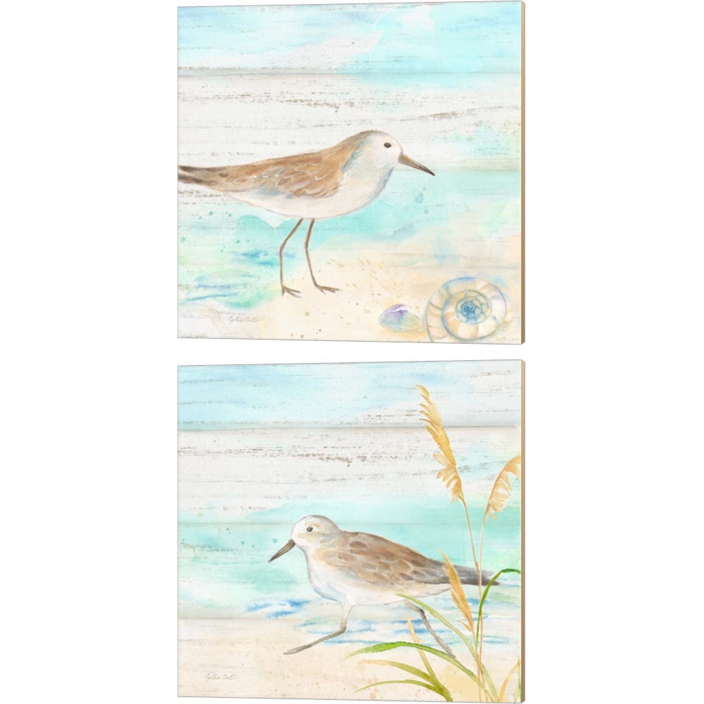 Sandpiper Beach by Cynthia Coulter 14" x 14" Canvas Wall Art (Set of 2)