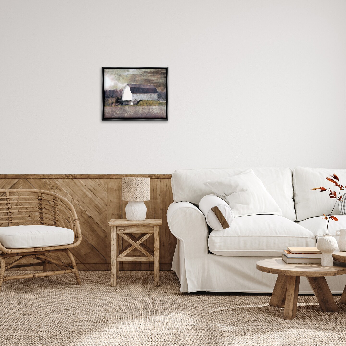 Stupell Industries Stormy Sky Country Farm Barn Framed Floater Canvas Wall Art