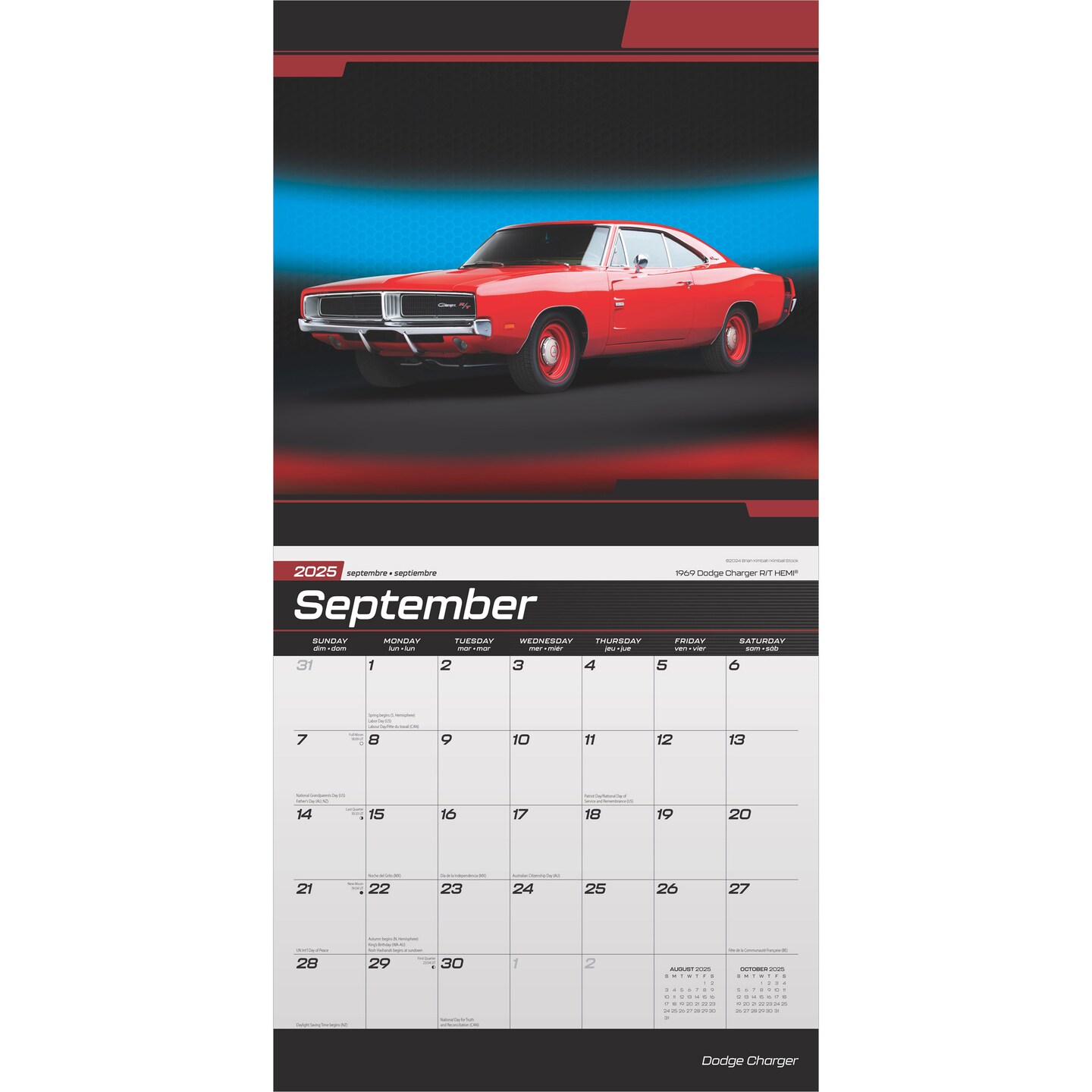 Dodge Charger OFFICIAL | 2025 12 x 24 Inch Monthly Square Wall Calendar | Foil Stamped Cover | Plastic-Free | BrownTrout | American Muscle Motor Car