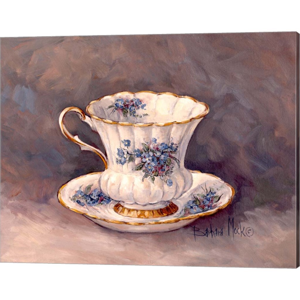 Rose & Blue Nosegay Teacup by Barbara Mock 15" x 12" Canvas Wall Art (Set of 2)