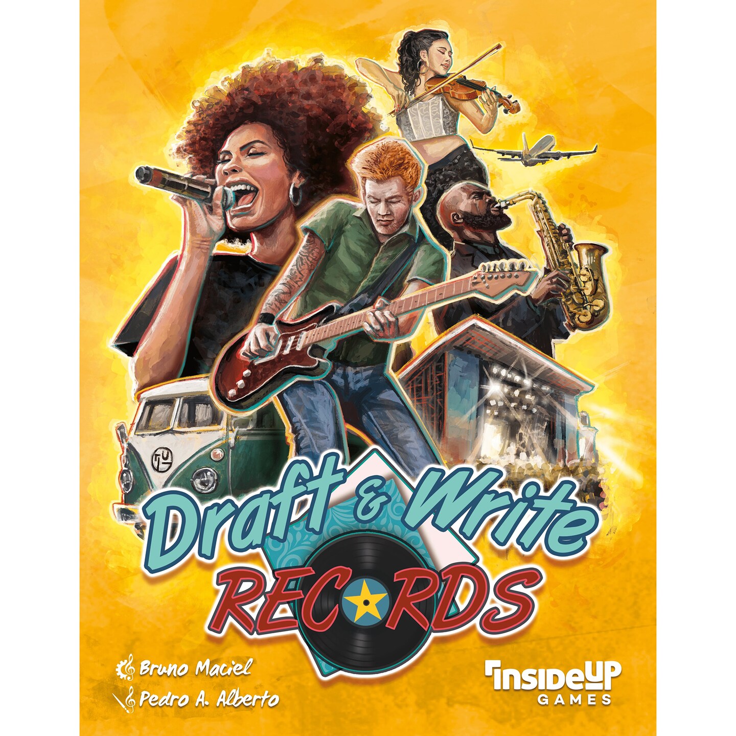 Inside Up Games: Draft &#x26; Write Records - Music Board Game, Card Drafting, Draft Your Band, Tour The World, Top The Charts, Age 10+, 1-6 Players