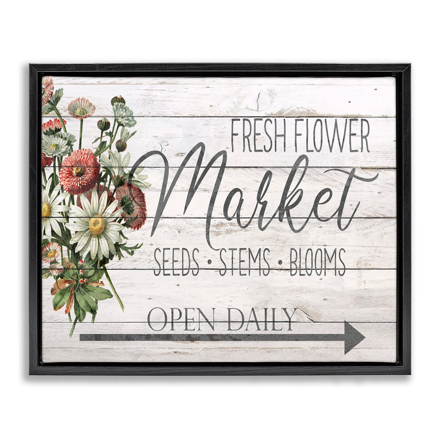 Stupell Industries Planked Style Fresh Flower Market Framed Floater Canvas Wall Art