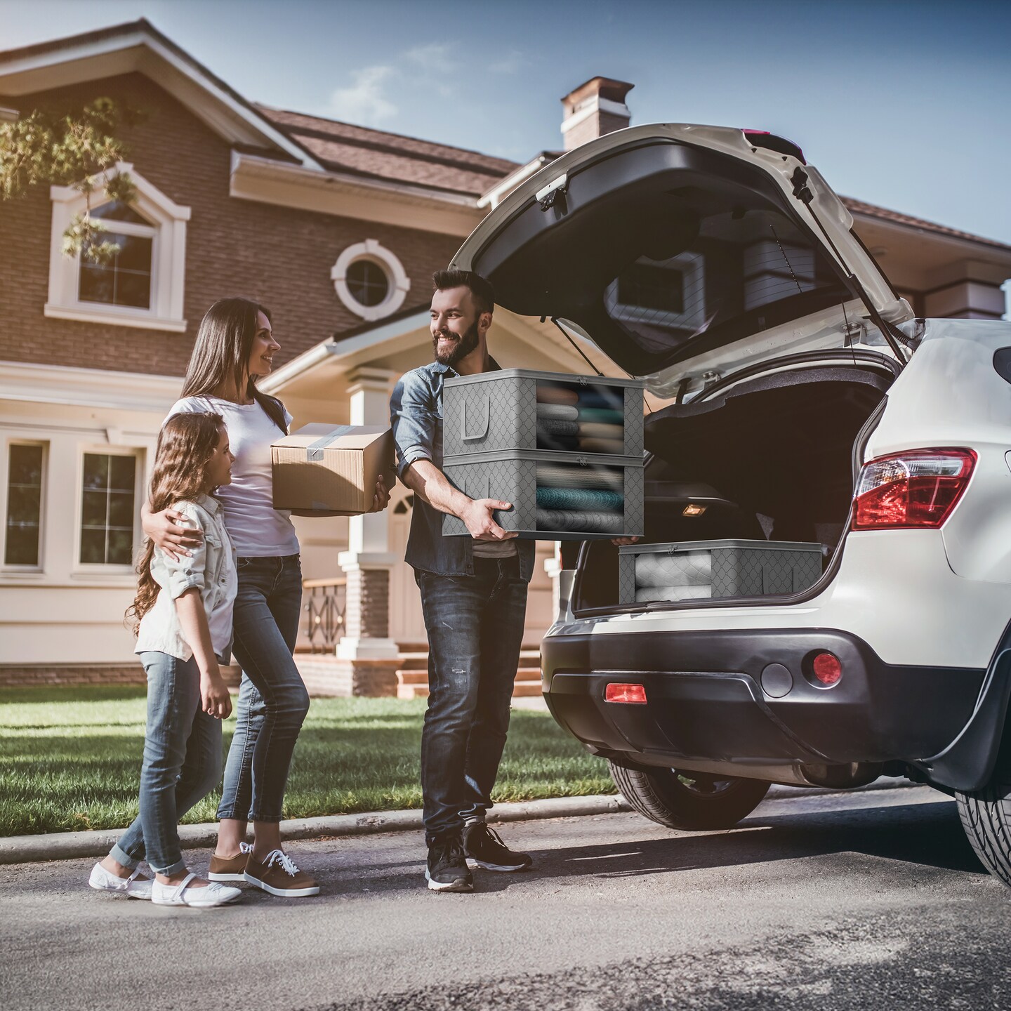 Sorbus Medium Clothes Storage Bags 6 Pack - Foldable Blanket Organizer Bins with Window, Lids, and Handles