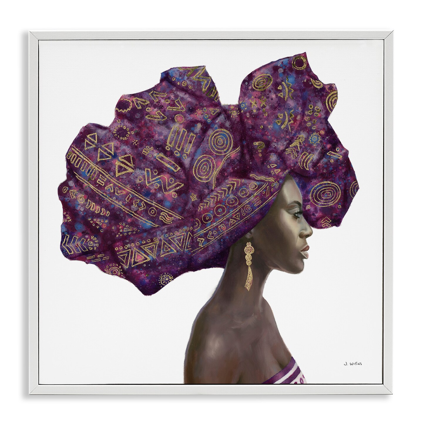 Stupell Industries Strong Female Portrait Headwrap Culture Framed Giclee Art