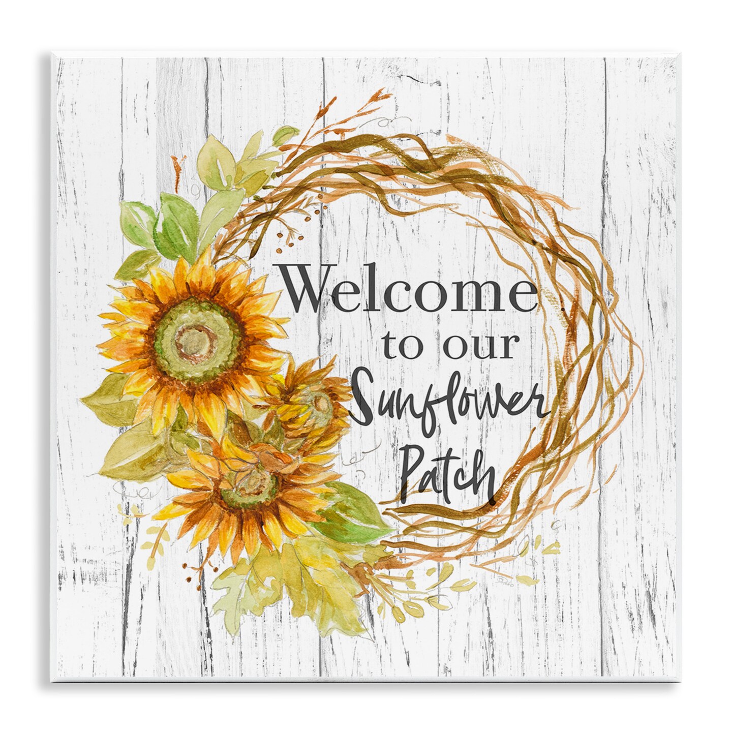 Stupell Industries Welcome Rustic Floral Wreath Wall Plaque Art