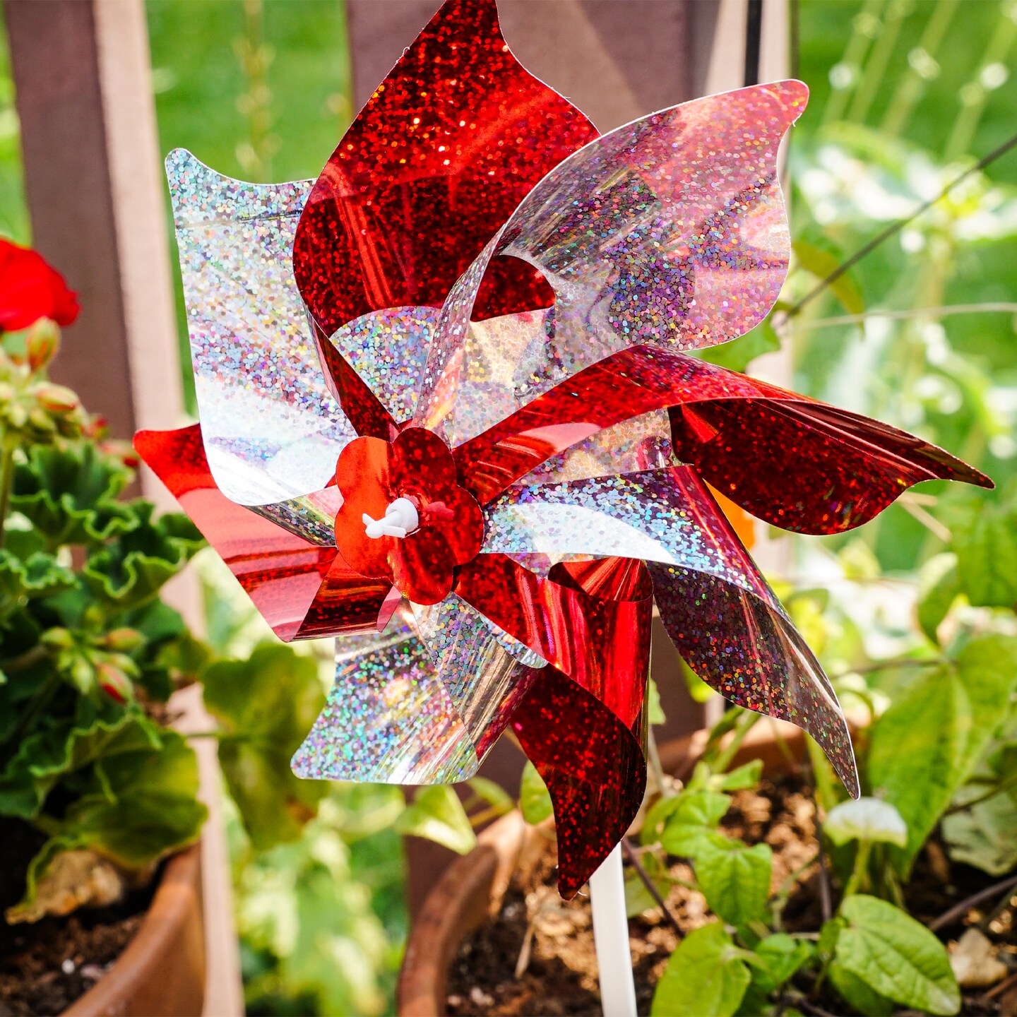In the Breeze Spirit Pinwheels, Red/Silver, 8&#x22;, 8 Piece