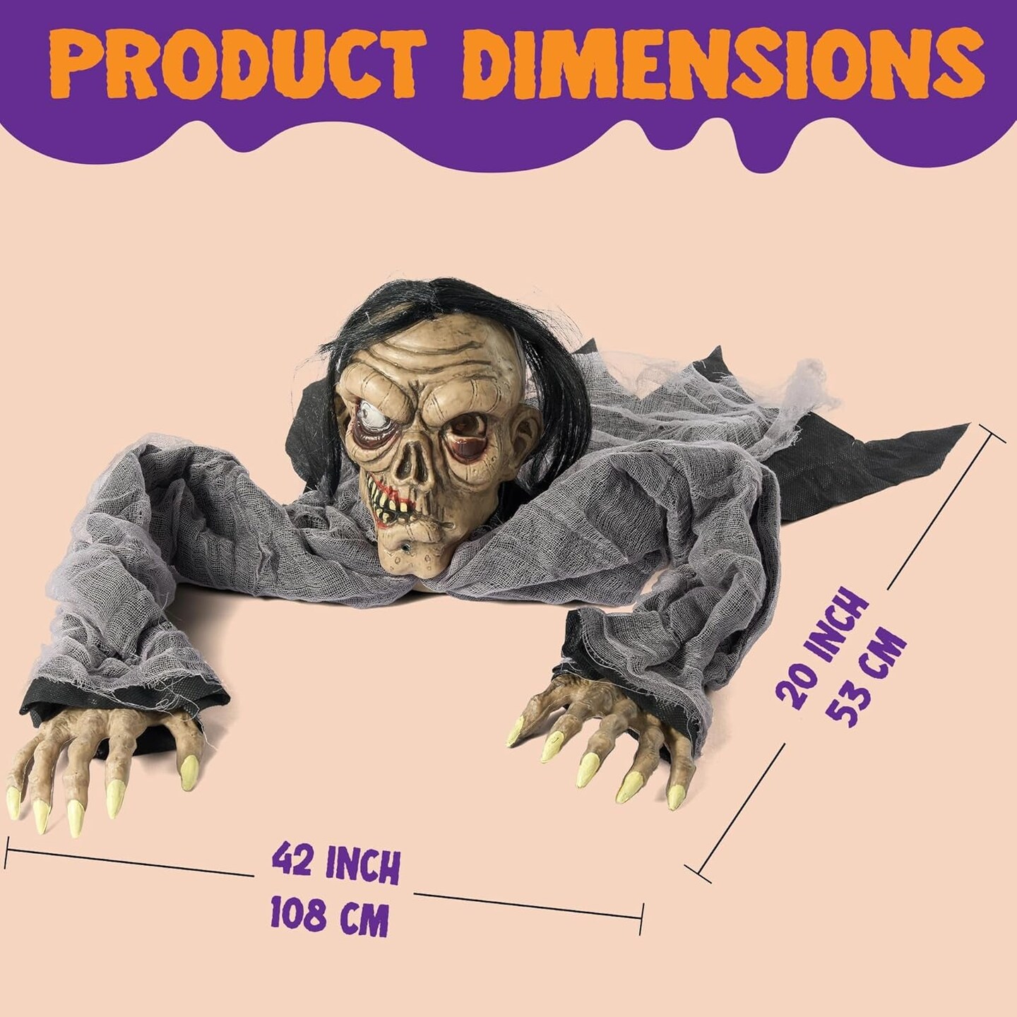Halloween Animated Zombie Groundbreaker with Decayed Face Halloween Animatronic Decorations for Halloween Outdoor Yard Decor Halloween Decorations Scary Graveyard Lawn Décor