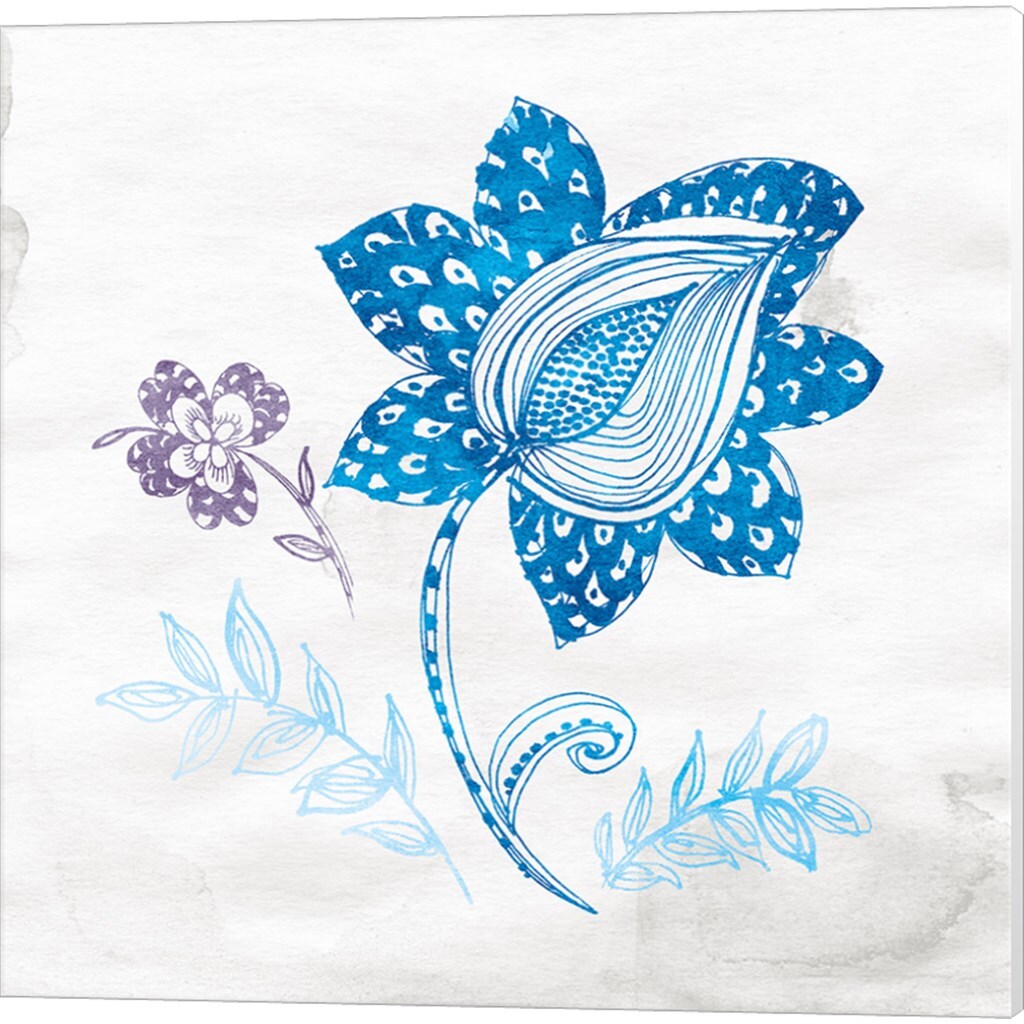Eastern Boho Peacock Blue by Wild Apple Portfolio 14&#x22; x 14&#x22; Canvas Wall Art (Set of 2)