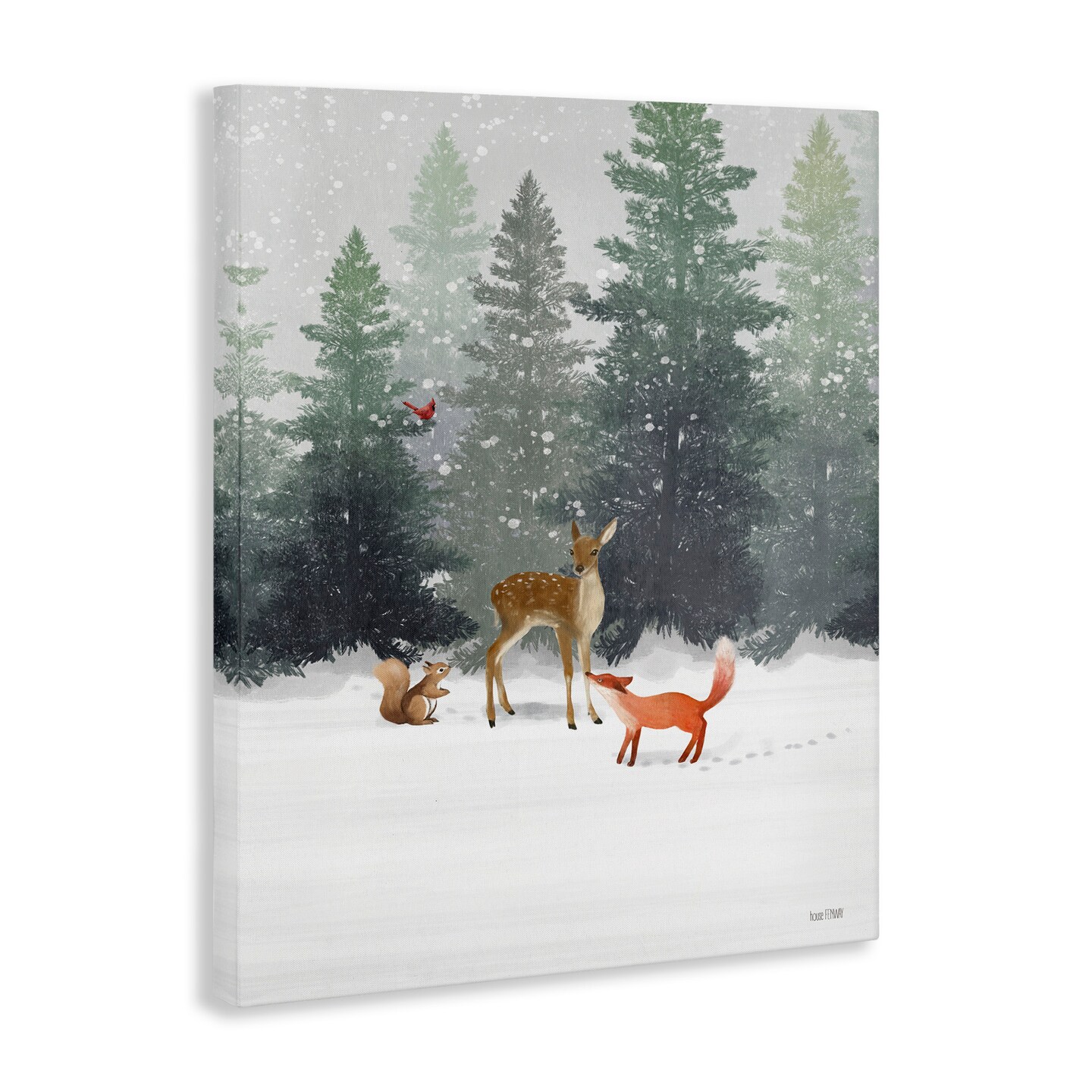 Stupell Industries Winter Season Forest Animals Canvas Wall Art