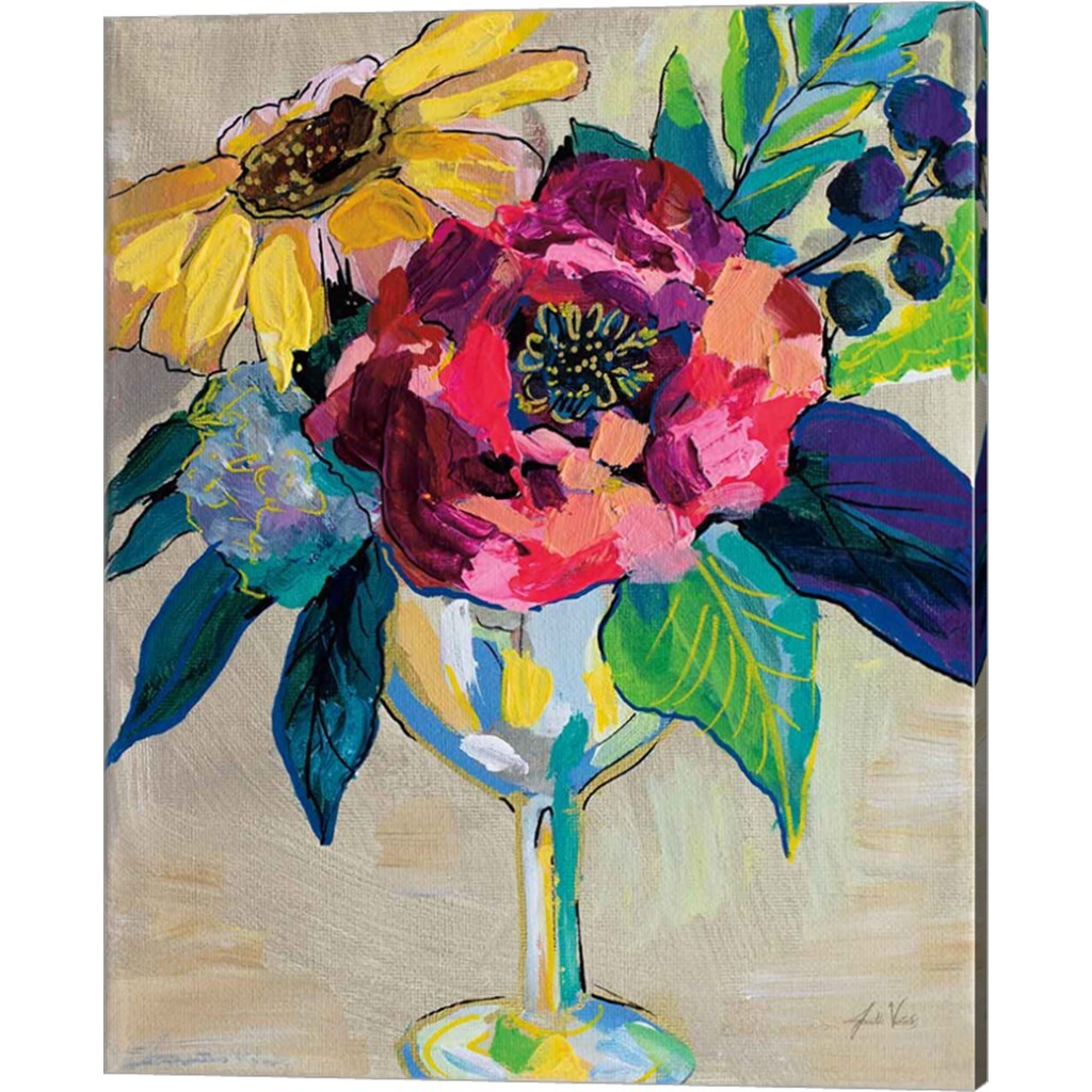 Cup of Wine & Half Fun by Jeanette Vertentes 12" x 15" Canvas Wall Art (Set of 2)