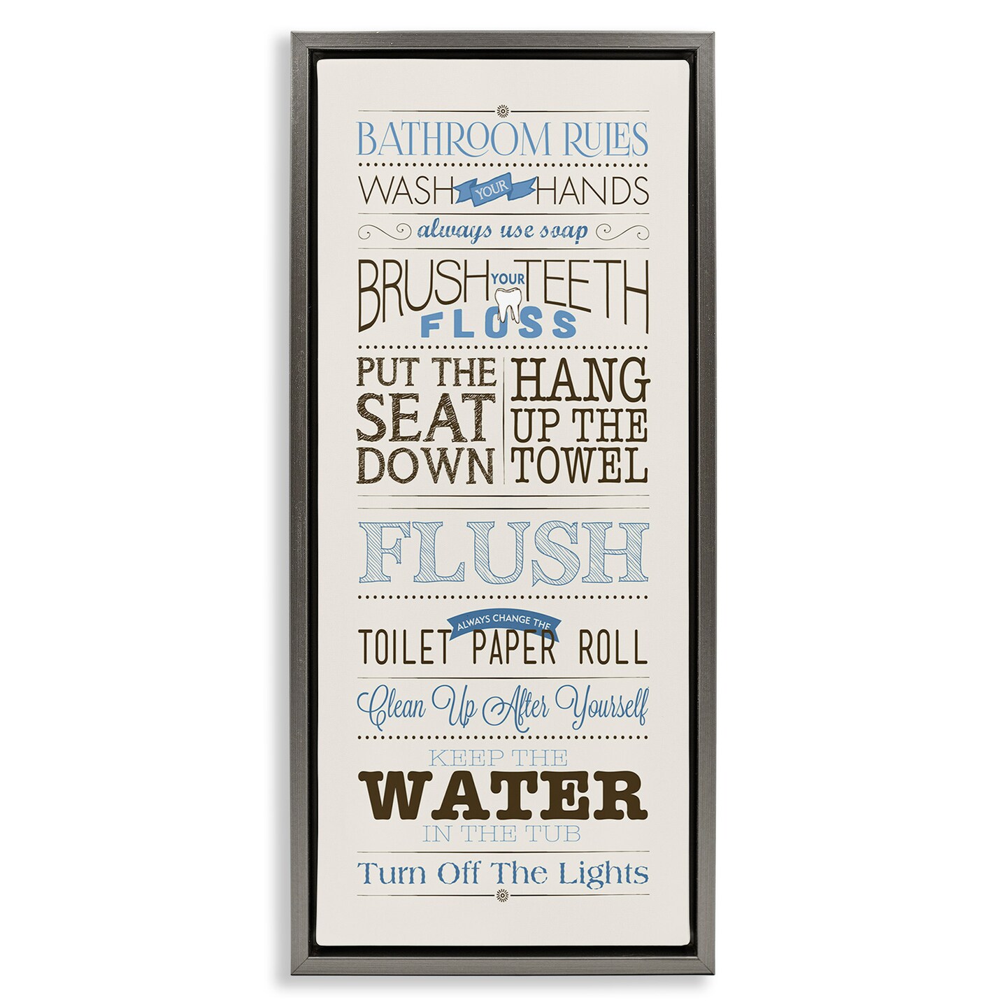 Stupell Industries Bathroom Rules Vintage List Framed Floater Canvas ...