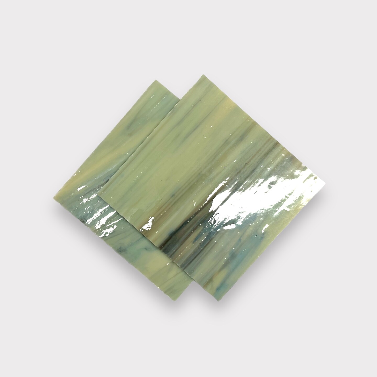 Black Oyster Pearl Prisma COE 96 Fusible Glass Sheets / Mosaic Squares - 2 Pack