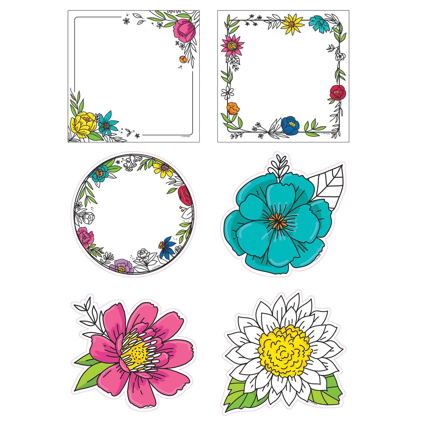 Bright Blooms Doodly Blooms 6&#x22; Designer Cut-Outs, Pack of 36