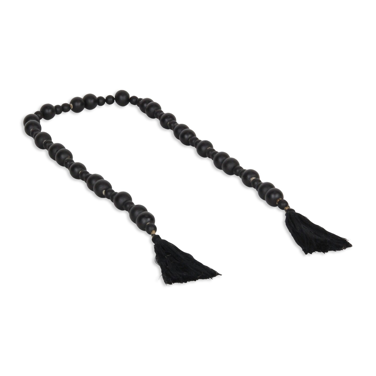 Contemporary Home Living Mixed Spherical Beads with Tassels Decoration - Black - 42&#x22;