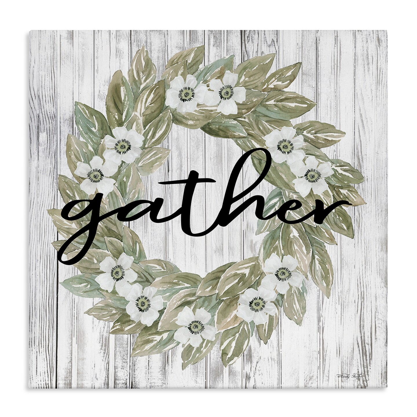 Stupell Industries Gather Greenery Wreath Canvas Wall Art